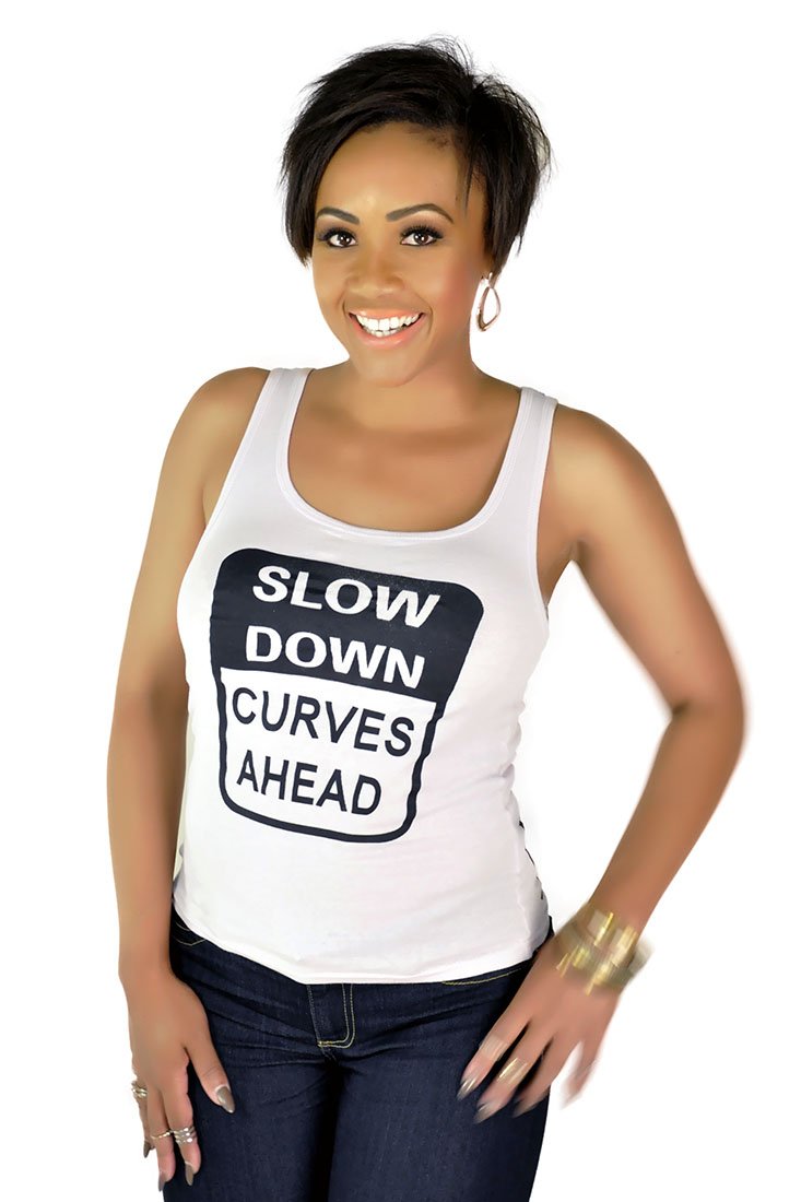 Poetic Justice Curvy Women's Slow Down Curves Ahead Scoop Neck Tank Top - Comfortable Stretchy Fitted Shirt for Plus Size Women - Perfect for Casual Wear, Summer Outfits & Body Positivity Fashion