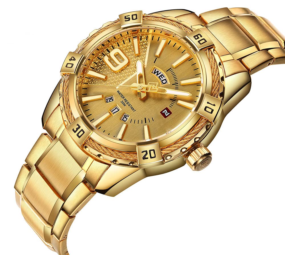Luxury Men's Analog Day Date Quartz Watch - Waterproof Stainless Steel Business Wristwatch for Men | Perfect for Office, Formal Events & Everyday Wear