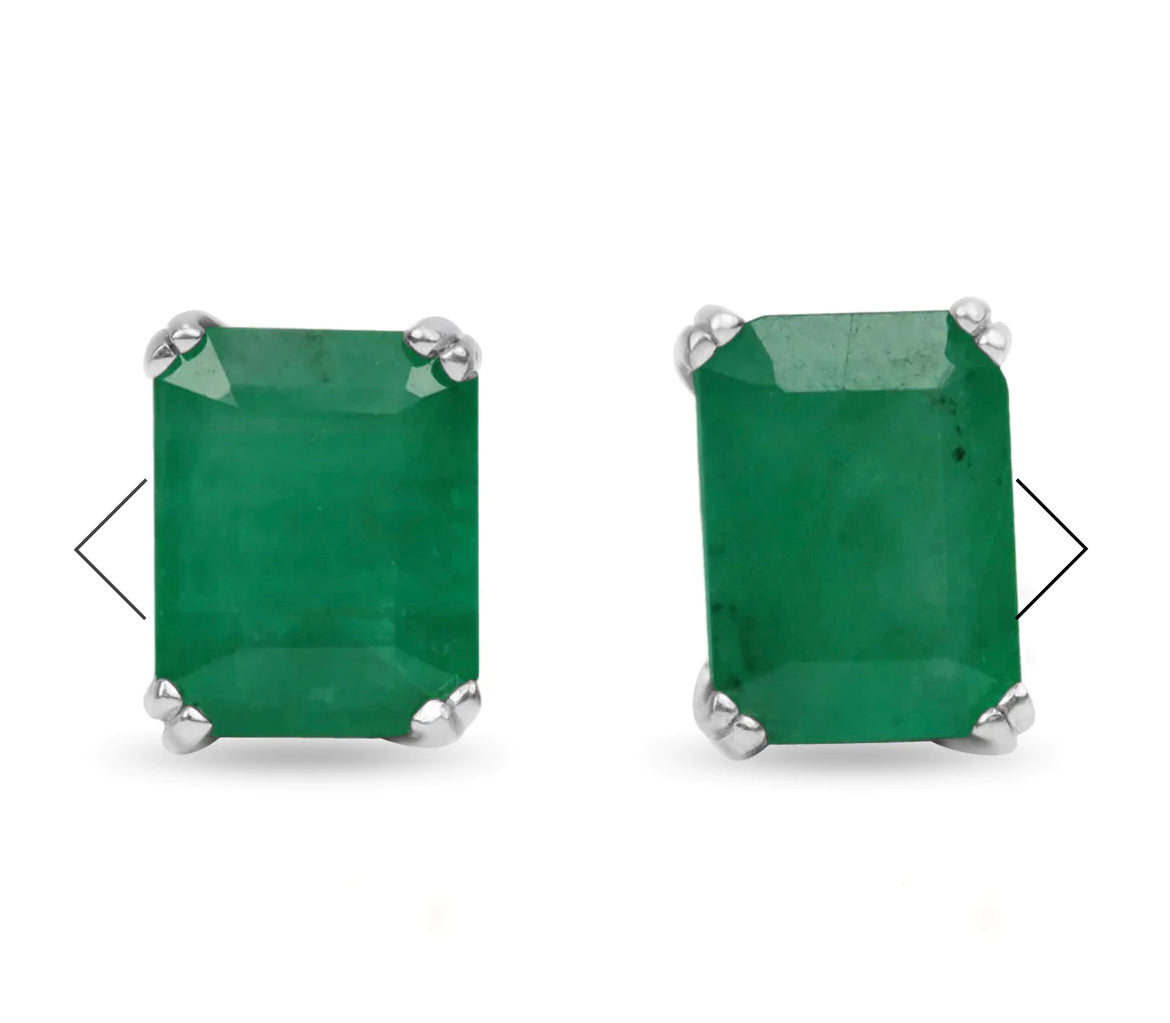 18K Gold Emerald Bezel Earrings with Genuine Pearls - Elegant Dangle Earrings for Women, Perfect for Weddings, Parties & Special Occasions