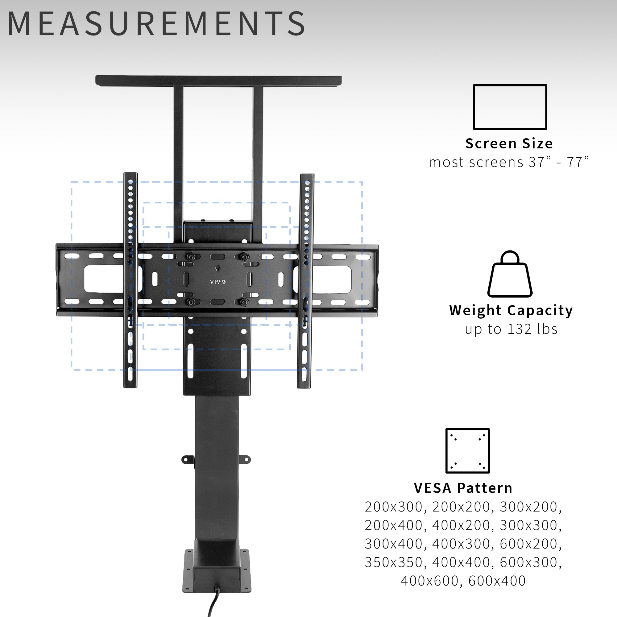 Motorized TV Stand with Remote Control - Adjustable Height TV Mount for Living Room, Bedroom & Home Theater - Modern & Space-Saving Design