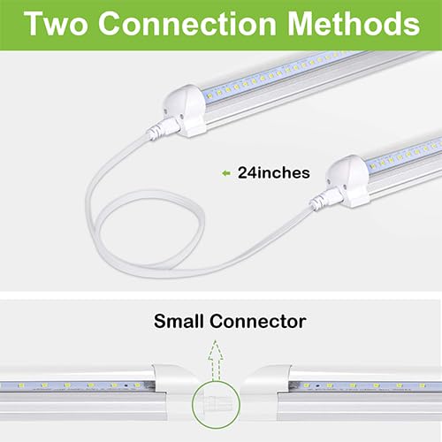 Hykolity 6 Pack 8FT LED Shop Light Fixture - 80W Integrated LED Tube Light, 10000LM Brightness, 5000K Daylight White, Linkable Design - T8 LED Tube Lights for Garage, Warehouse, Workshop - Plug and Play, ETL Certified - Perfect for Industrial, Commercial & Home Use