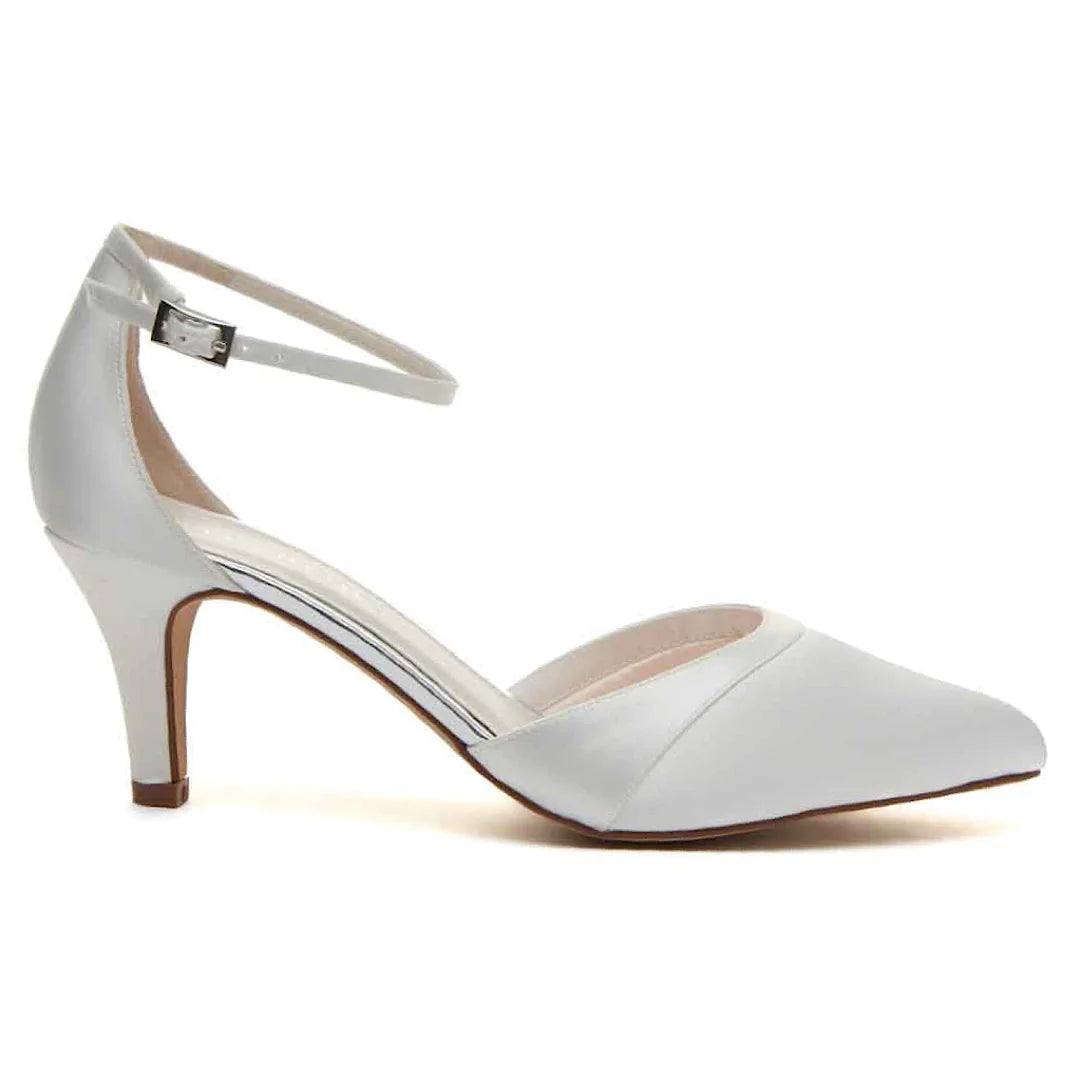 Ivory Satin Wedding Shoes for Bride by Rainbow Club - Harper Collection | Elegant Bridal Heels for Church Ceremony & Reception