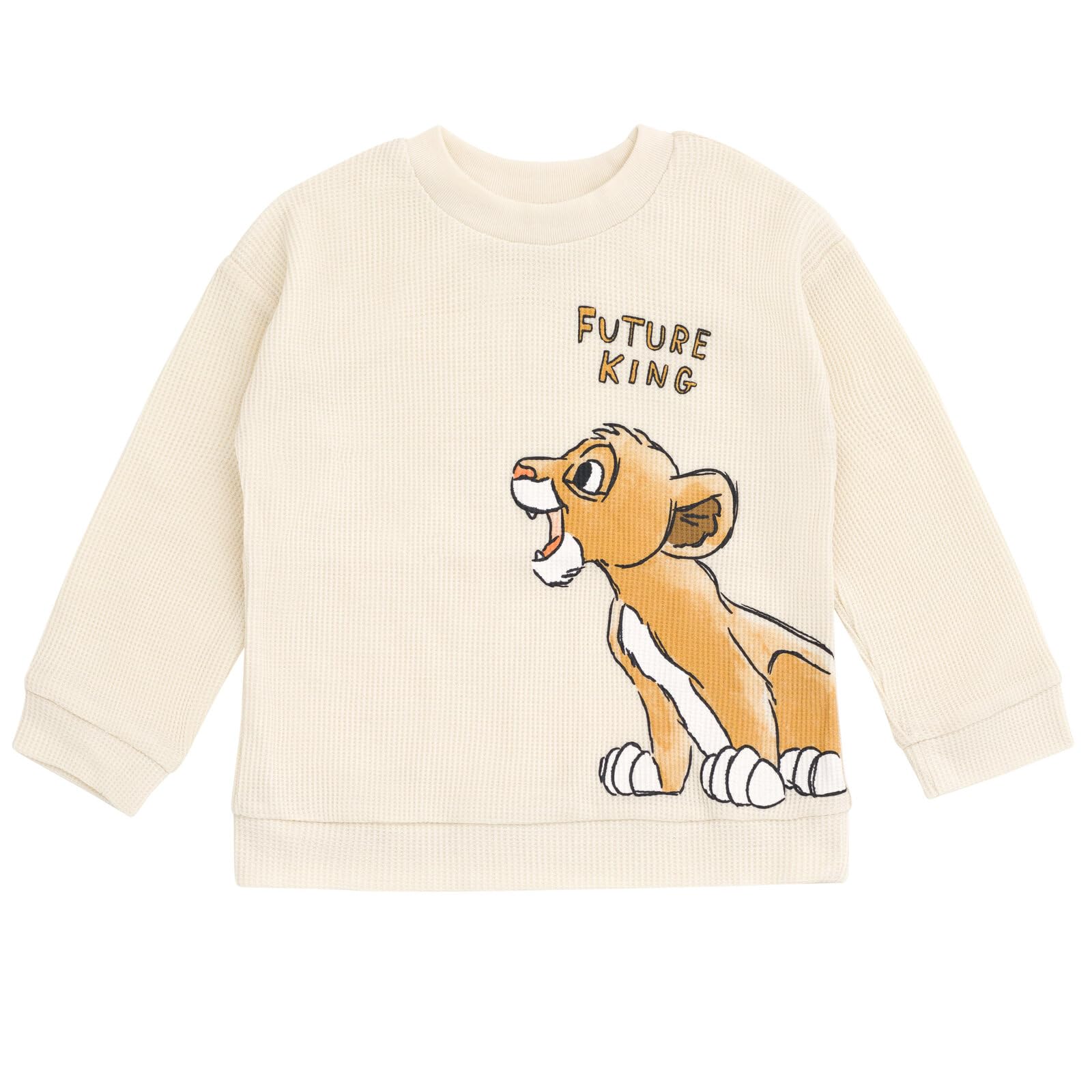 Disney Waffle Knit Pullover Sweatshirt & Jogger Pants Outfit Set for Babies & Toddlers (0-3M-5T) - Soft Cotton Lounge Wear for Newborns & Kids - Perfect for Playtime, Family Photos & Cozy Outings