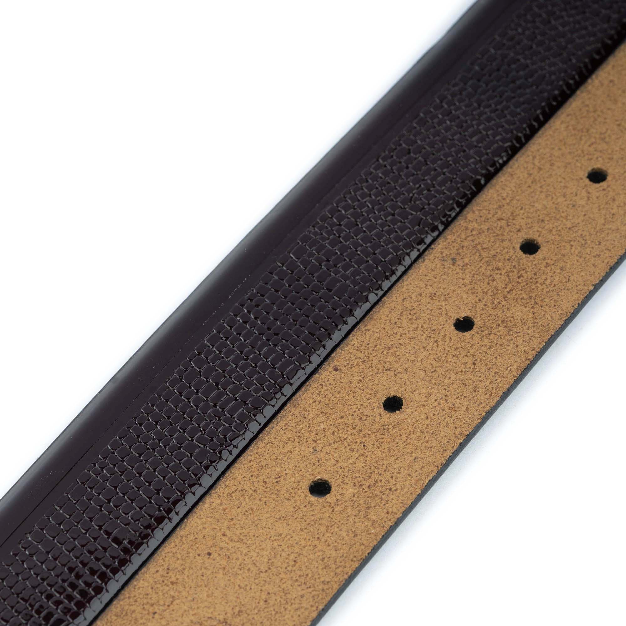 Luxury Burgundy Patent Leather Belt Strap for Montblanc Buckles - Designer Replacement Band for Formal Attire & Business Occasions