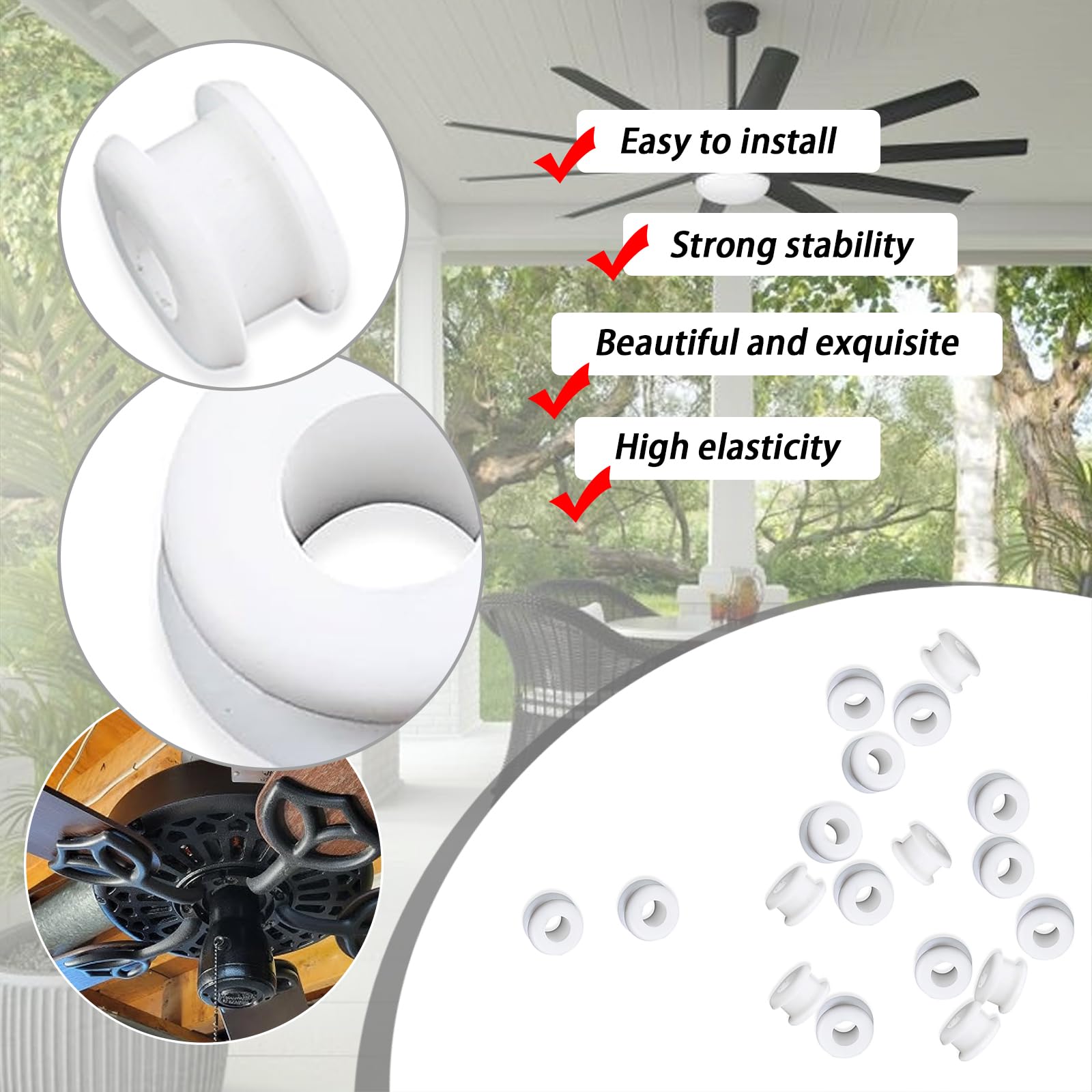 18PCS White Rubber Grommets - Compatible with Hunter Vintage Discontinued Ceiling Fans - Ceiling Fan Replacement Parts - Perfect for DIY Repair & Fan Maintenance