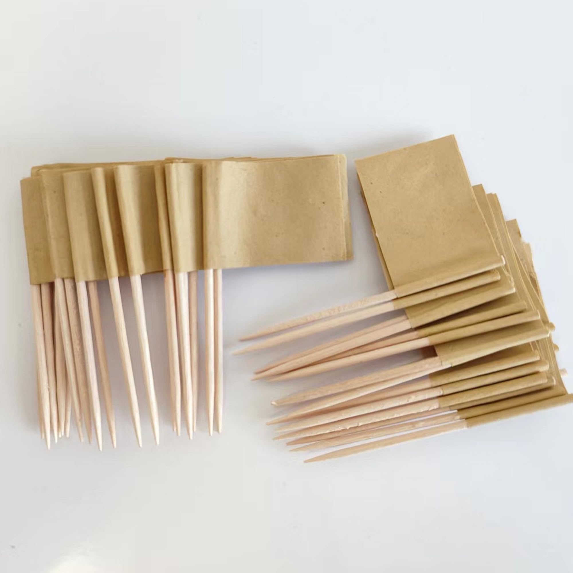 100 Pack Blank Toothpick Flags - Kraft Cheese Markers & Food Labels for Charcuterie Boards, Cupcake Toppers, Cocktail Picks - Perfect for Party Buffets, Appetizers, Fruit Platters & Decoration | Great for Weddings, Baby Showers & Holiday Gatherings
