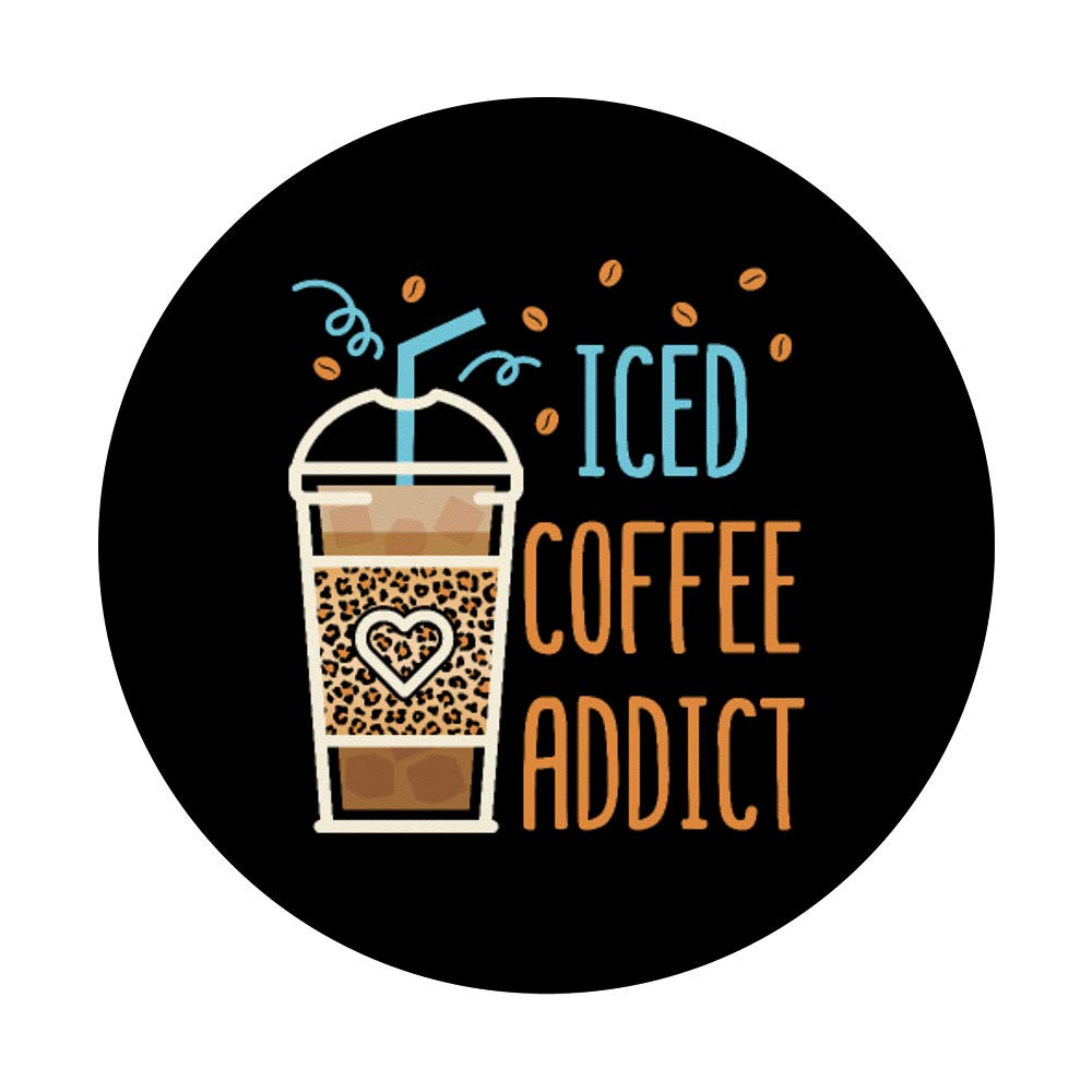 Cold Brew Coffee Lover Swappable PopSocket PopGrip - Iced Coffee Addict Caffeine Gift for Coffee Enthusiasts - Perfect for Phones, Laptops & Travel Mugs