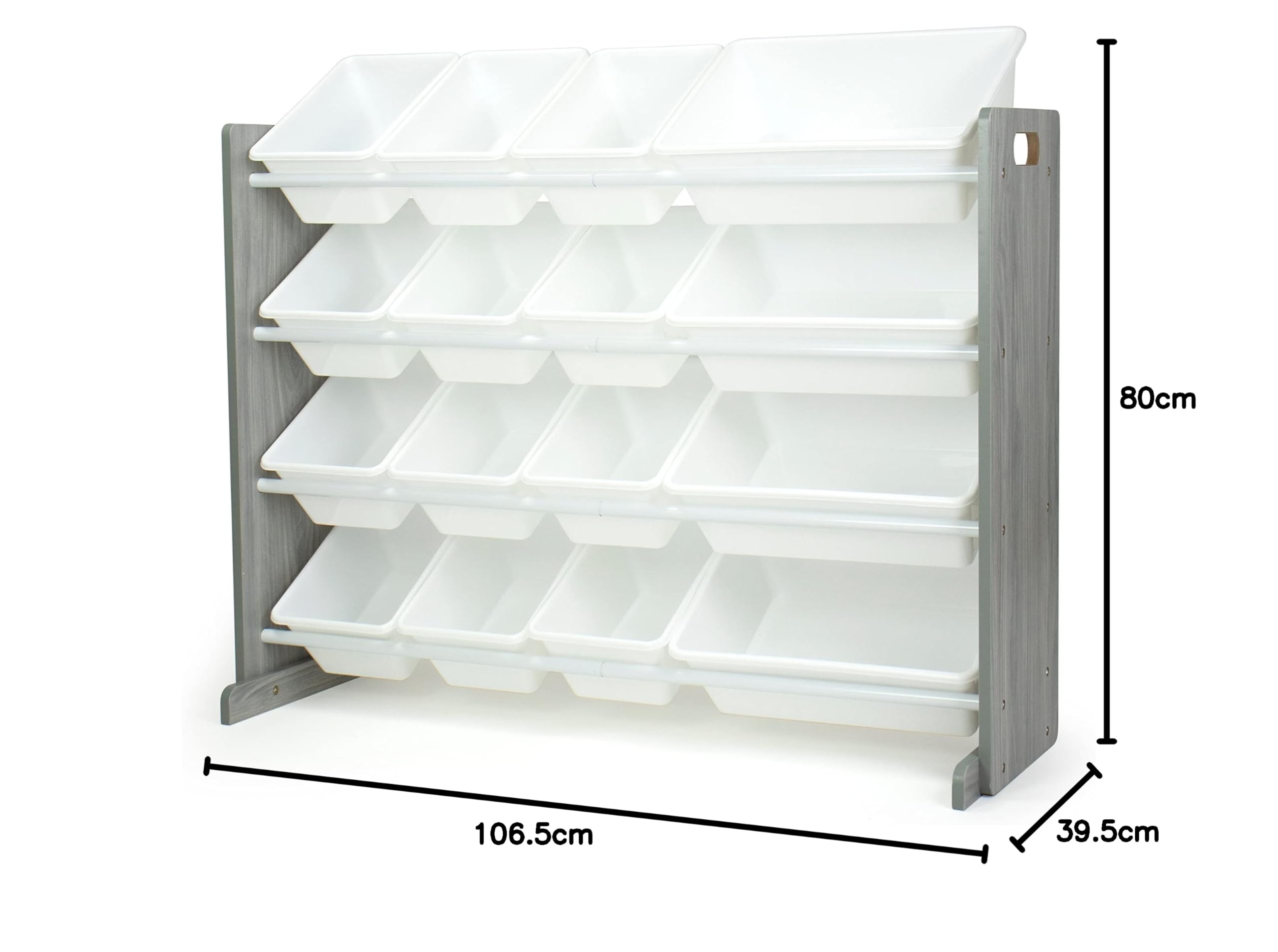 Humble Crew Slate Super Sized Toy Storage Organizer with 16 Bins - Grey Wood Grain & White - Perfect for Kids' Room, Playroom, and Classroom Organization