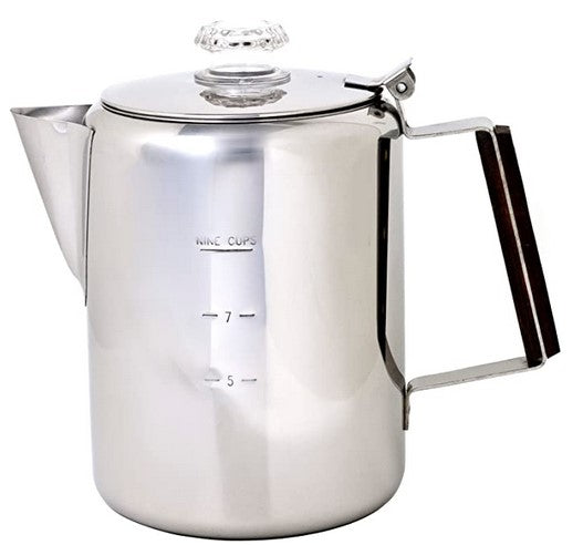 Chinook Timberline 9 Cup Stainless Steel Coffee Percolator - Perfect for Camping, Hiking & Outdoor Adventures