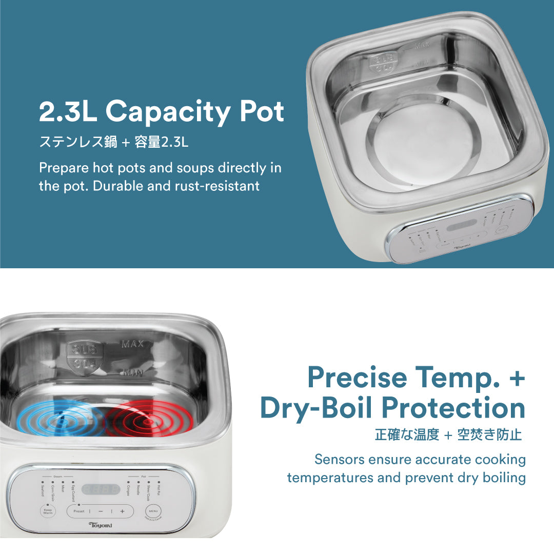 Toyomi ST 2318 Electric Stackable Food Steamer - 3-Tier Multi-Function Rice Cooker & Vegetable Steamer for Healthy Cooking | Perfect for Meal Prep, Dumplings & Family Dinners
