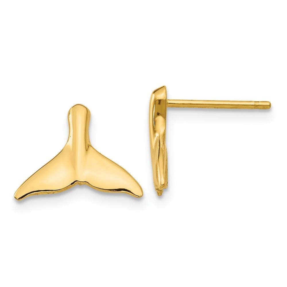14K Yellow Gold Whale Tail Post Earrings for Women – Hypoallergenic, Dainty & Elegant Jewelry – Perfect for Everyday Wear, Gifts & Special Occasions