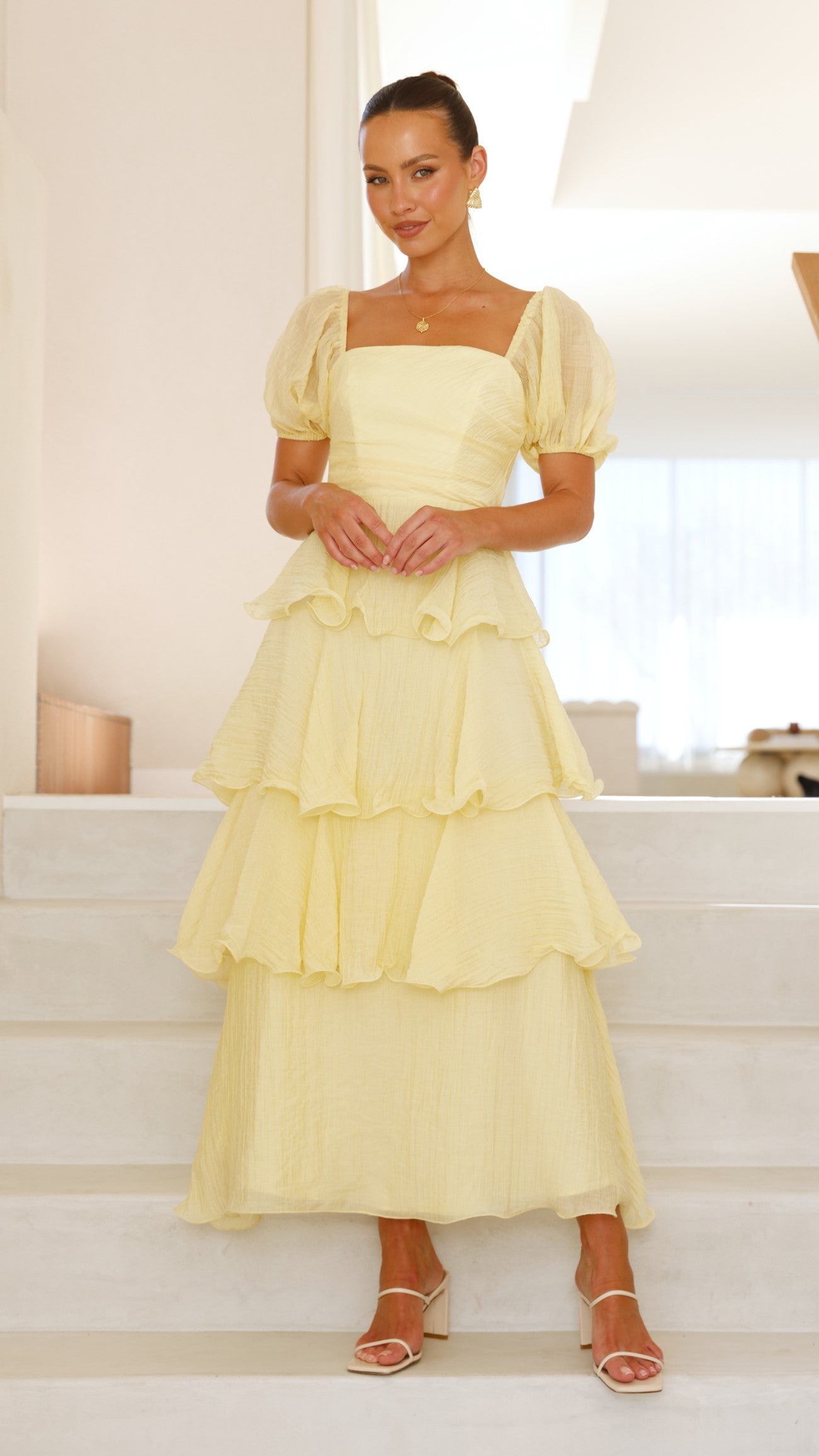 Lanelle Maxi Dress for Women - Flowy Summer Yellow Long Dress - Perfect for Beach, Vacation & Casual Outings