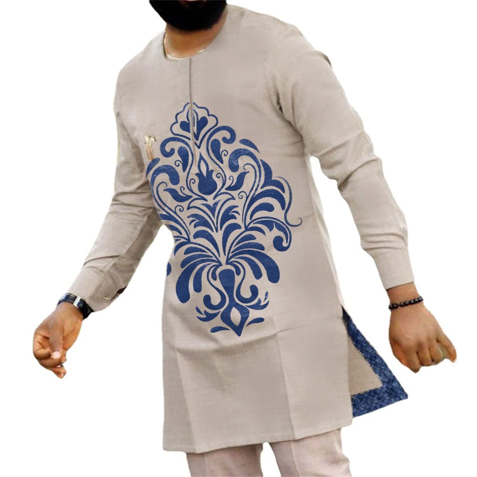 African Men's 2-Piece Dashiki Print Shirt & Ankara Pants Outfit - Traditional African Attire Set in X-Large - Perfect for Cultural Events, Weddings, and Festivals