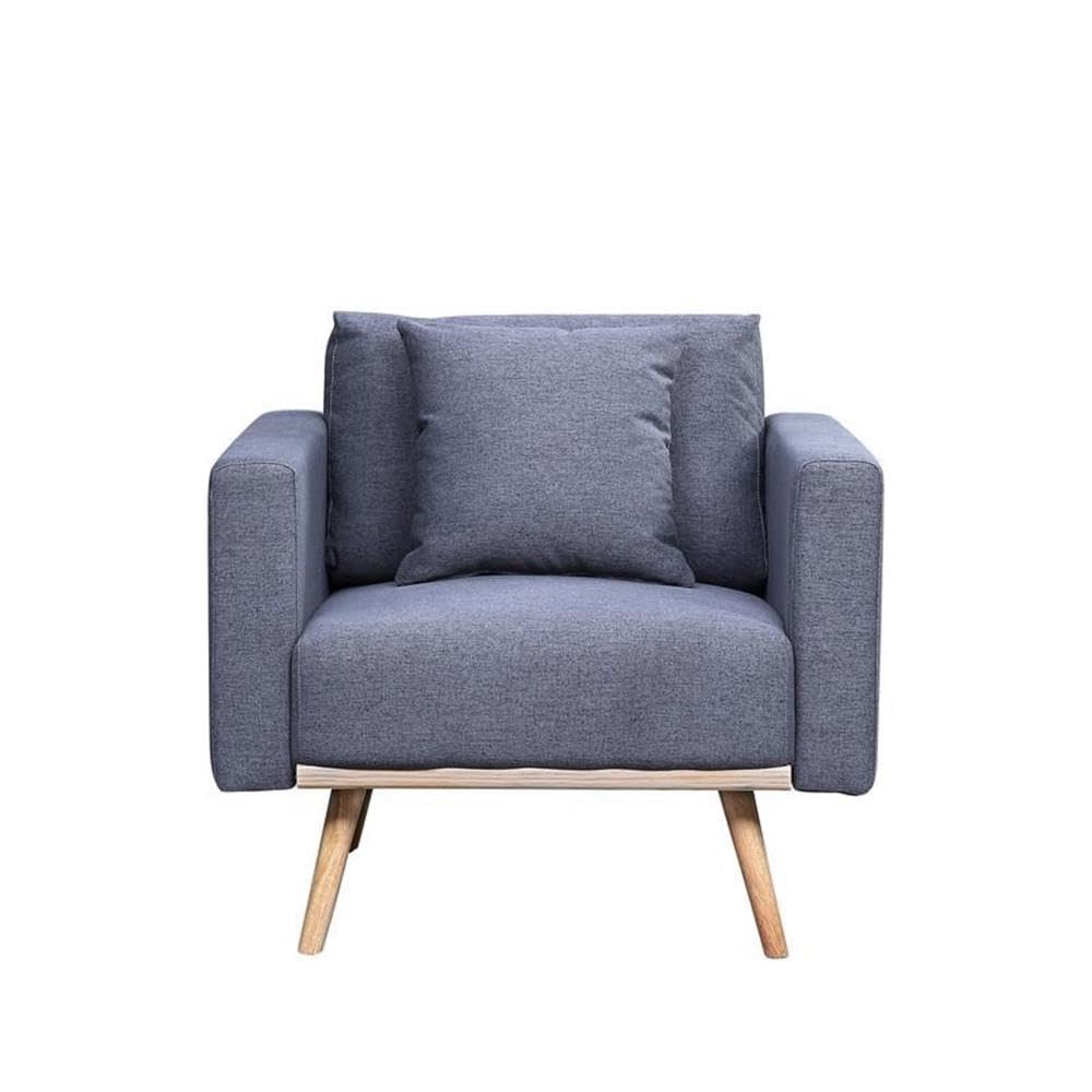Lilola Home Easton Dark Gray Linen Fabric Chair with USB Charging Ports, Side Pockets & Removable Pillows - Modern Living Room, Office, Gaming & Reading Chair for Home Comfort