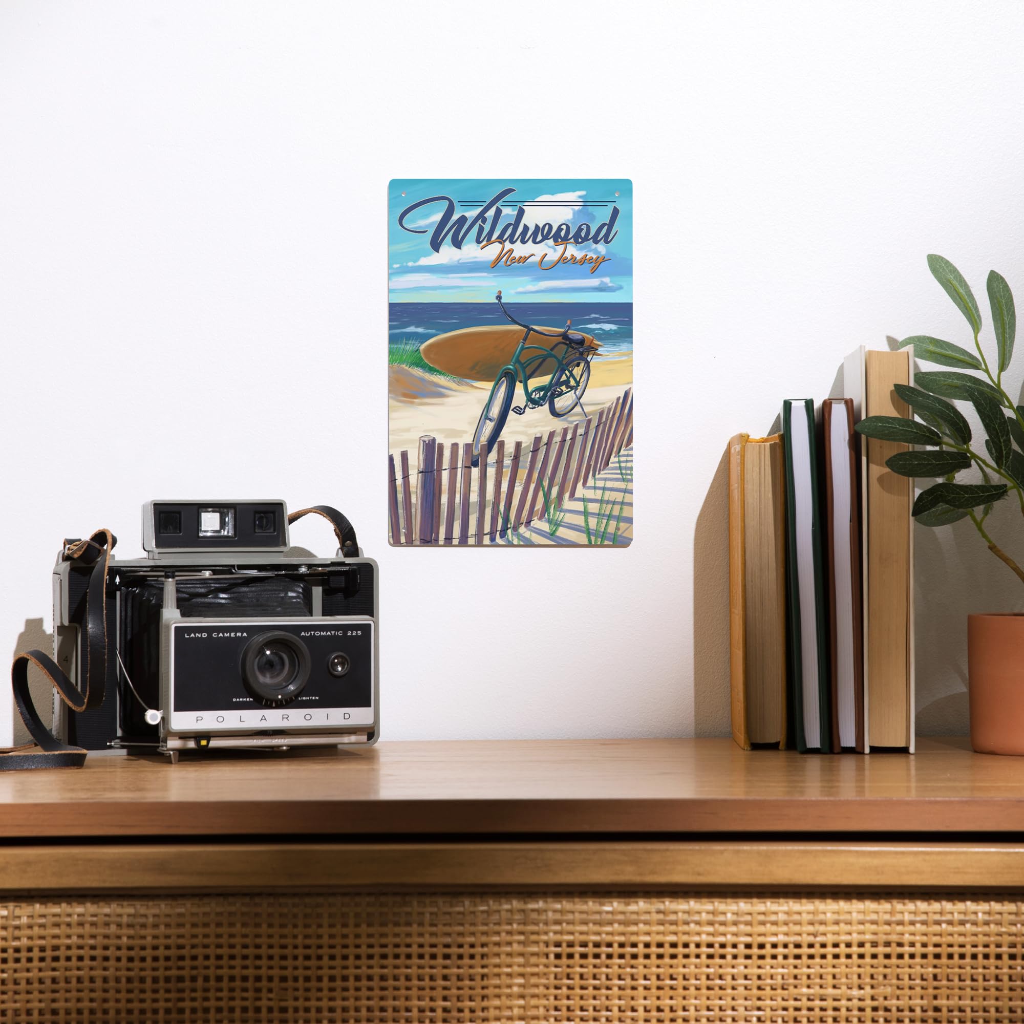 Lantern Press 6x9 Inch Metal Sign - Wildwood, New Jersey Beach Cruiser on Beach - Perfect for Home, Office, or Outdoor Decor