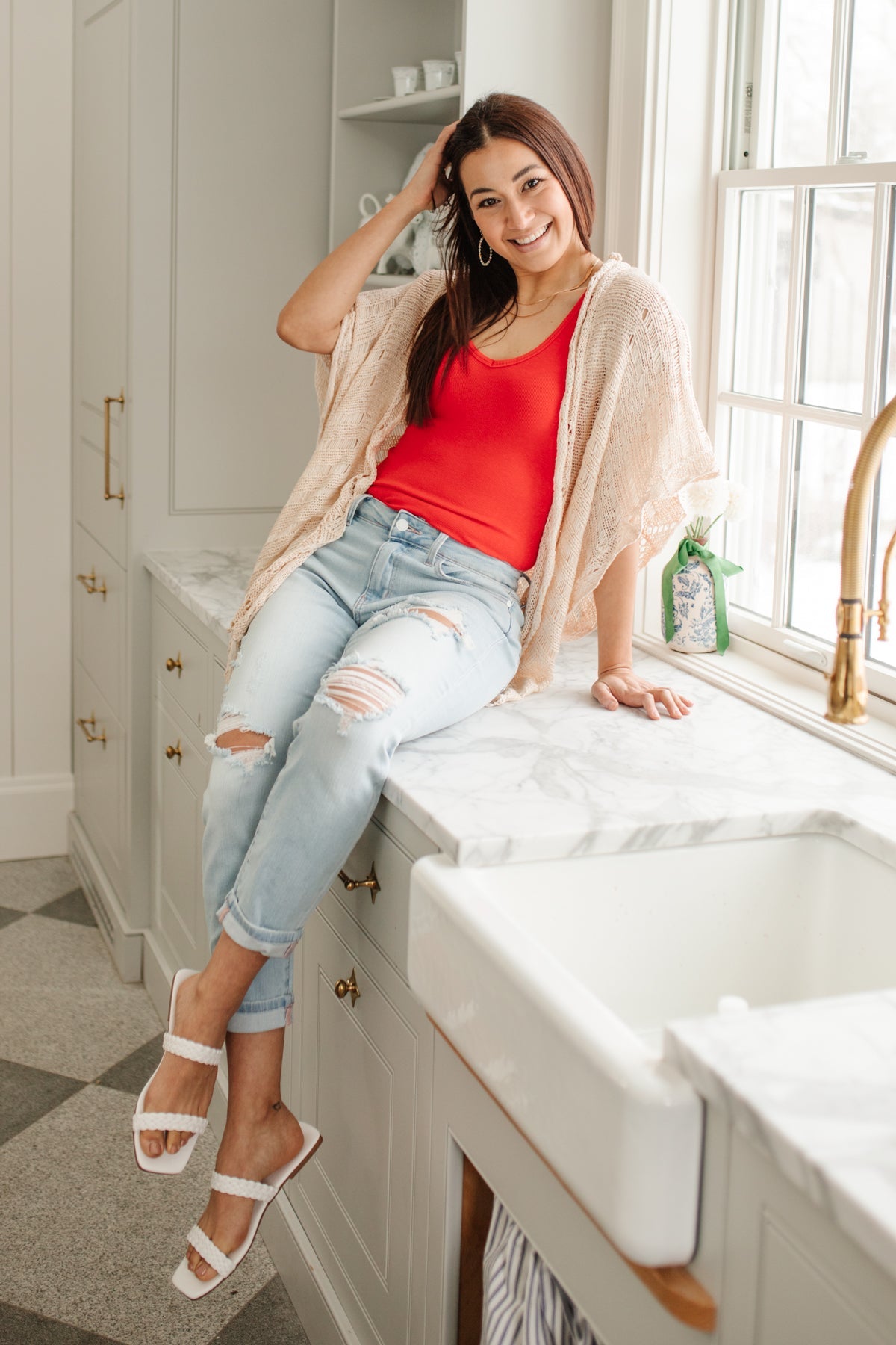 Super Light Destroyed Boyfriend Jeans for Women - Vintage Ripped Distressed High Waist Denim Pants (Casual Streetwear, Date Night, Weekend Outfits)