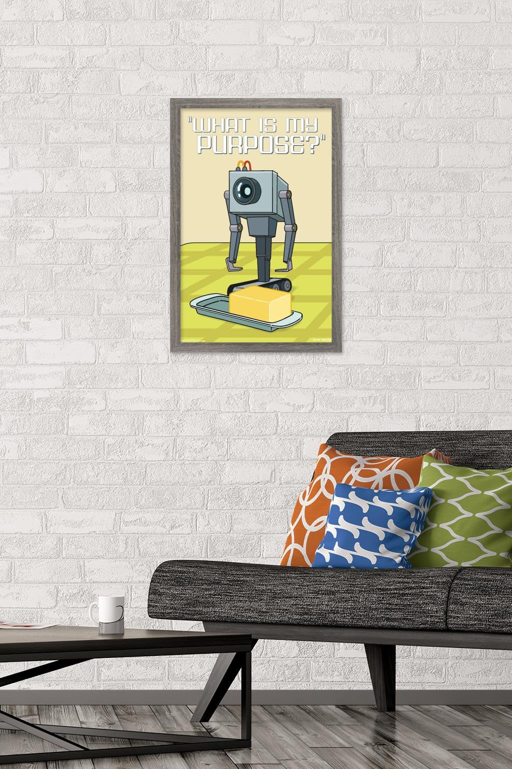 Trends International Rick and Morty Butter Bot Wall Poster - 14.725 x 22.375 Inches, Barnwood Framed Version - Perfect for Home, Office, and Game Room Decor