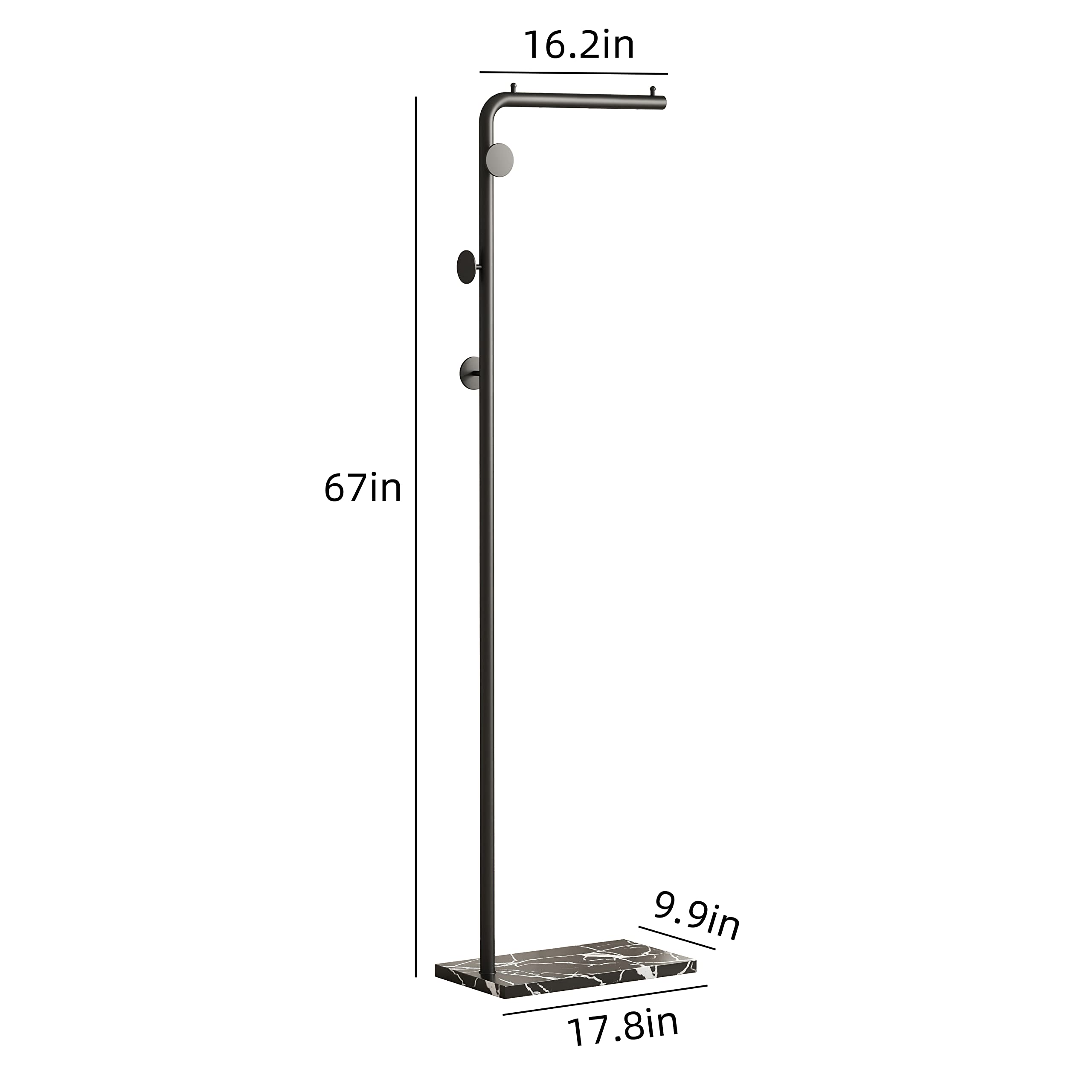 Premium Metal Coat Rack with Marble Base - Sturdy Freestanding Hat & Jacket Hanger with High-End Hooks - Easy Assembly for Entryway, Bedroom, or Office Organization