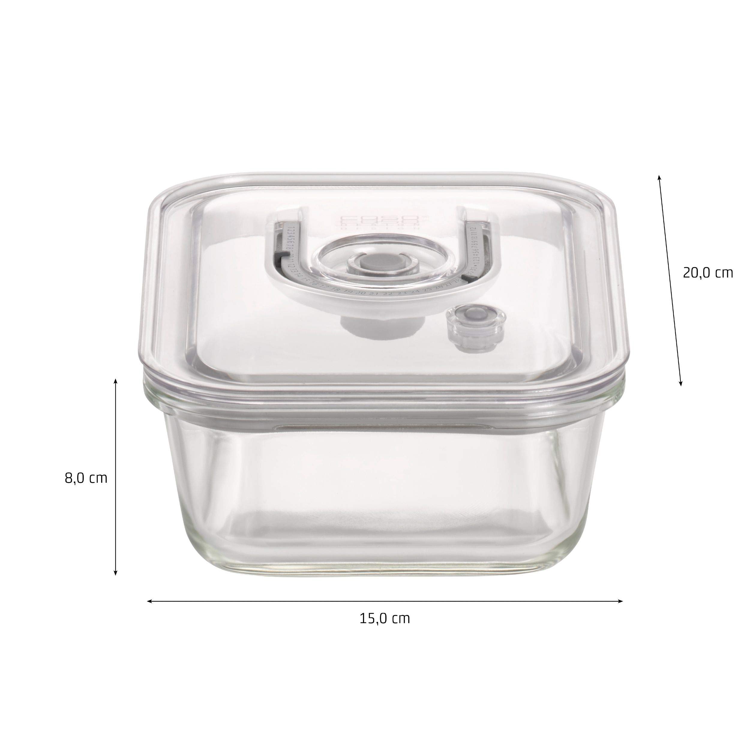 Caso 1192 Glass Vacuum Fresh Food Storage Container - Airtight Kitchen Organizer for Meal Prep, Leftovers & Sous Vide | BPA-Free, Dishwasher Safe