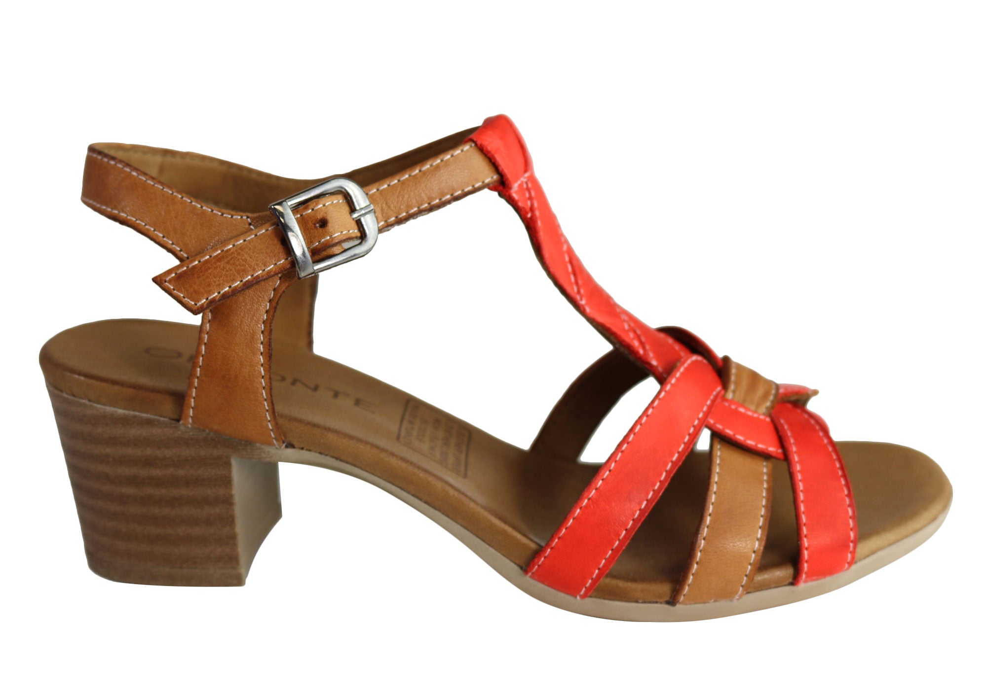 Orizonte Candi Women's European Leather Mid Heel Comfortable Sandals - Stylish & Supportive for Work, Weddings & Summer Outings
