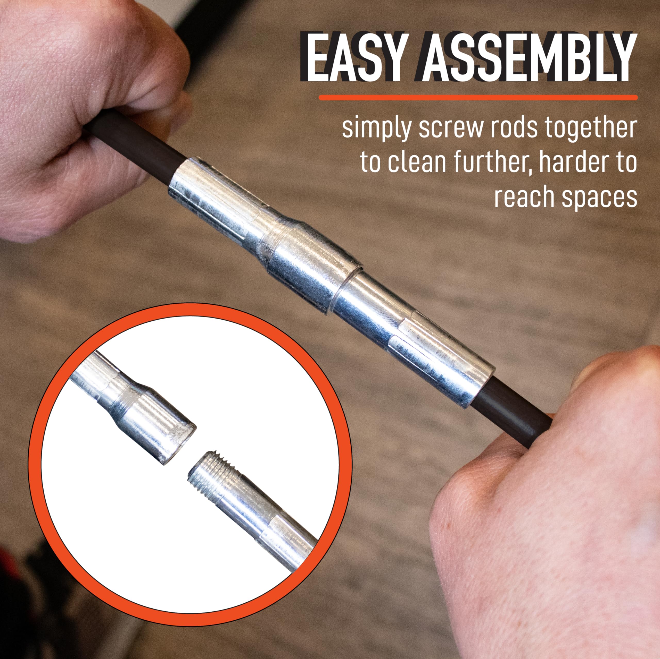 18ft Chimney Cleaning Kit - 6x3ft Fiberglass Rods & 6in Poly Brush for Fireplace Maintenance