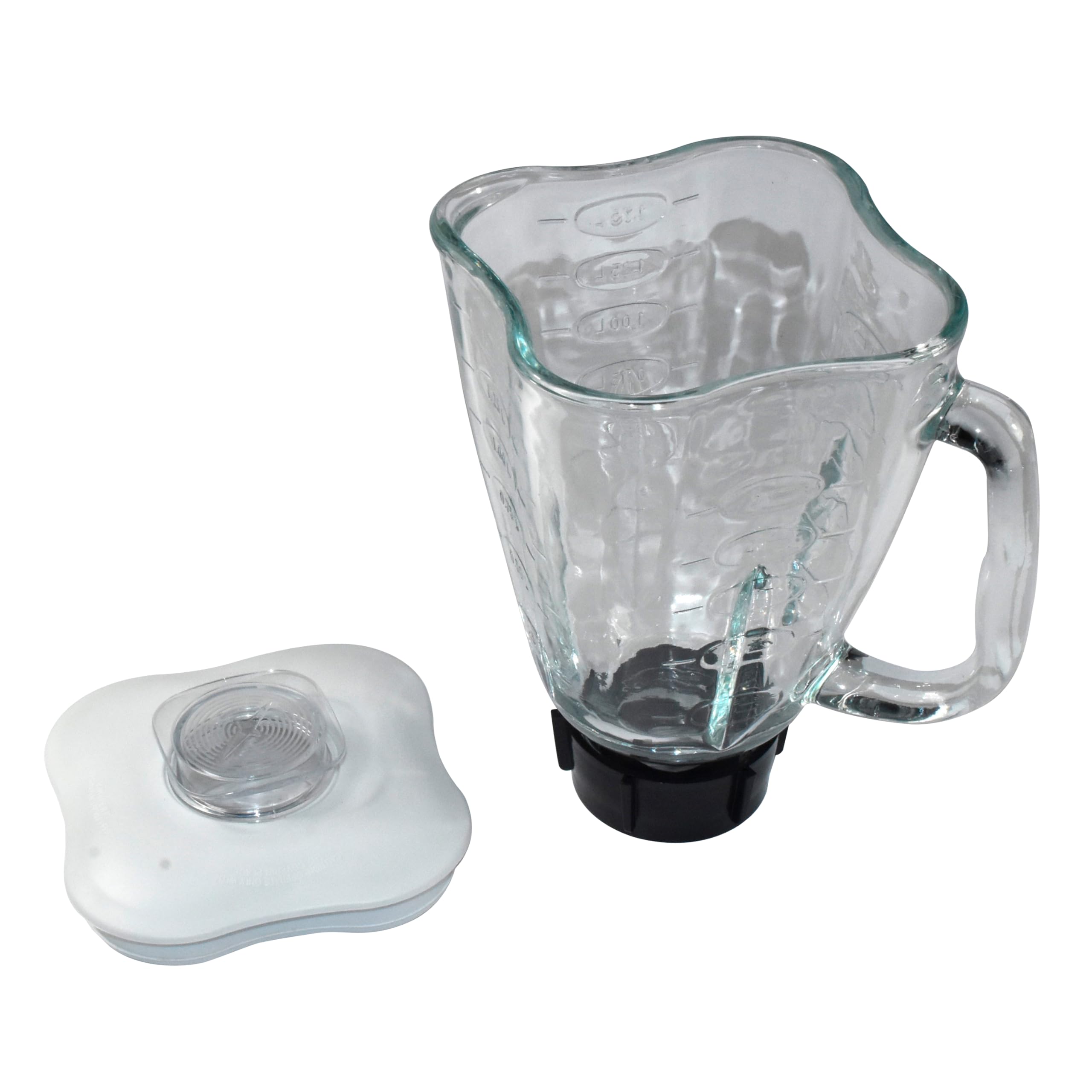 HQRP 1.75L Glass Jar Replacement for Oster Osterizer Blender - Compatible with Models 004954-011-090, 014709-156-000, 004902-003-NP0, 084036000000 - 0.46 Gallon Capacity with White Lid - Perfect for Smoothies, Juices & Food Prep