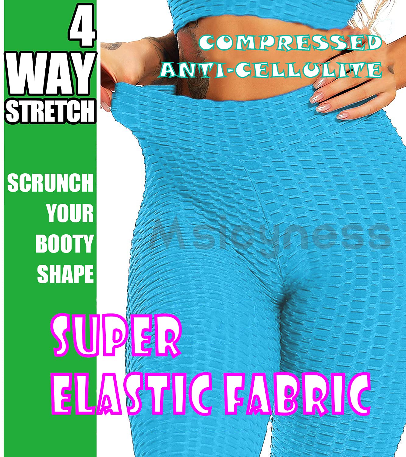 Msicyness TikTok Leggings 3 Pack - Women's High Waist Yoga Pants with Butt Lift & Tummy Control - Textured Scrunch Booty Tights for Workout, Gym & Lounge Wear