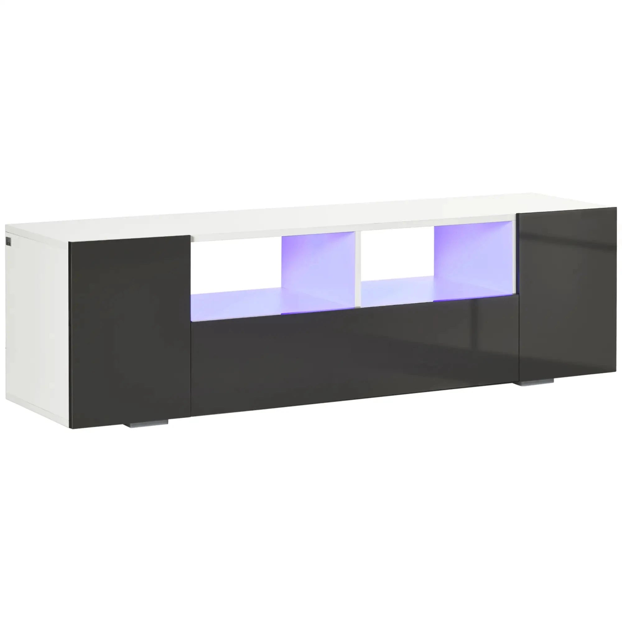Modern TV Stand with LED Lights & Storage Shelves - 4 Color Options for Living Room, Bedroom & Home Theater Setup