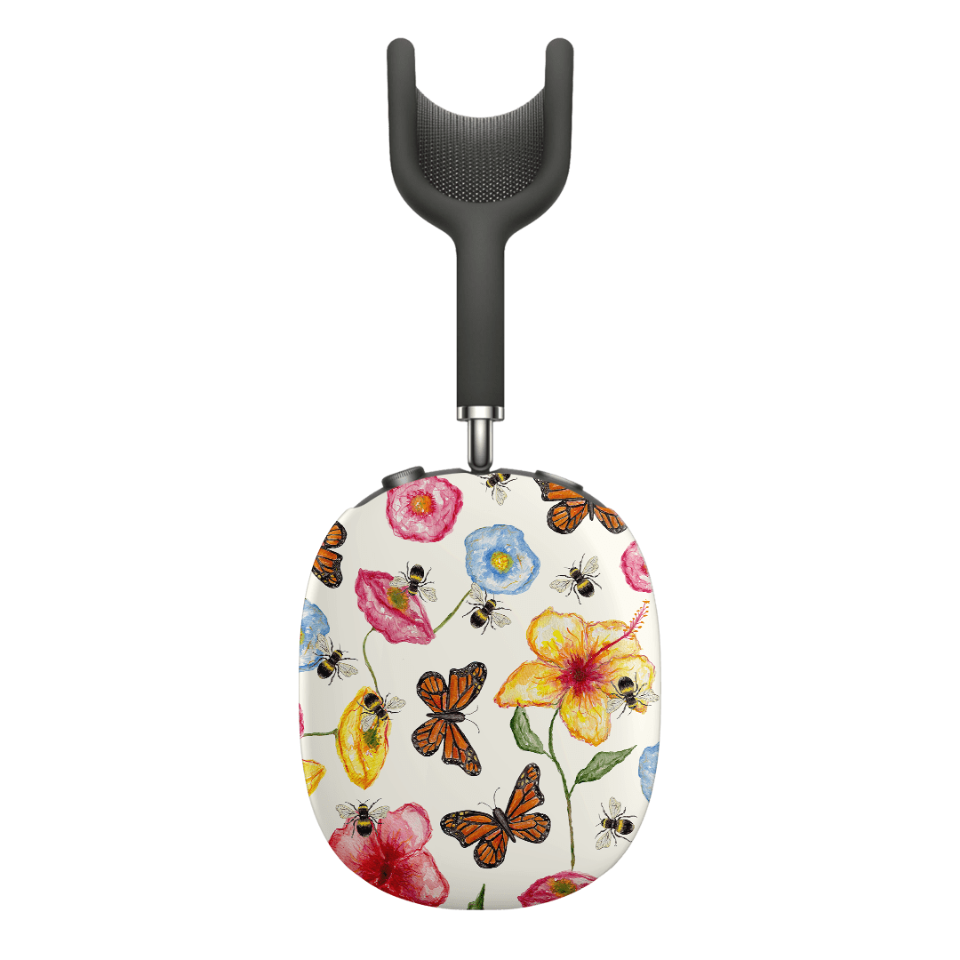 Butterflies & Bees AirPods Max Protective Case - Cute Floral Design Headphone Cover for Travel, Work & Daily Use
