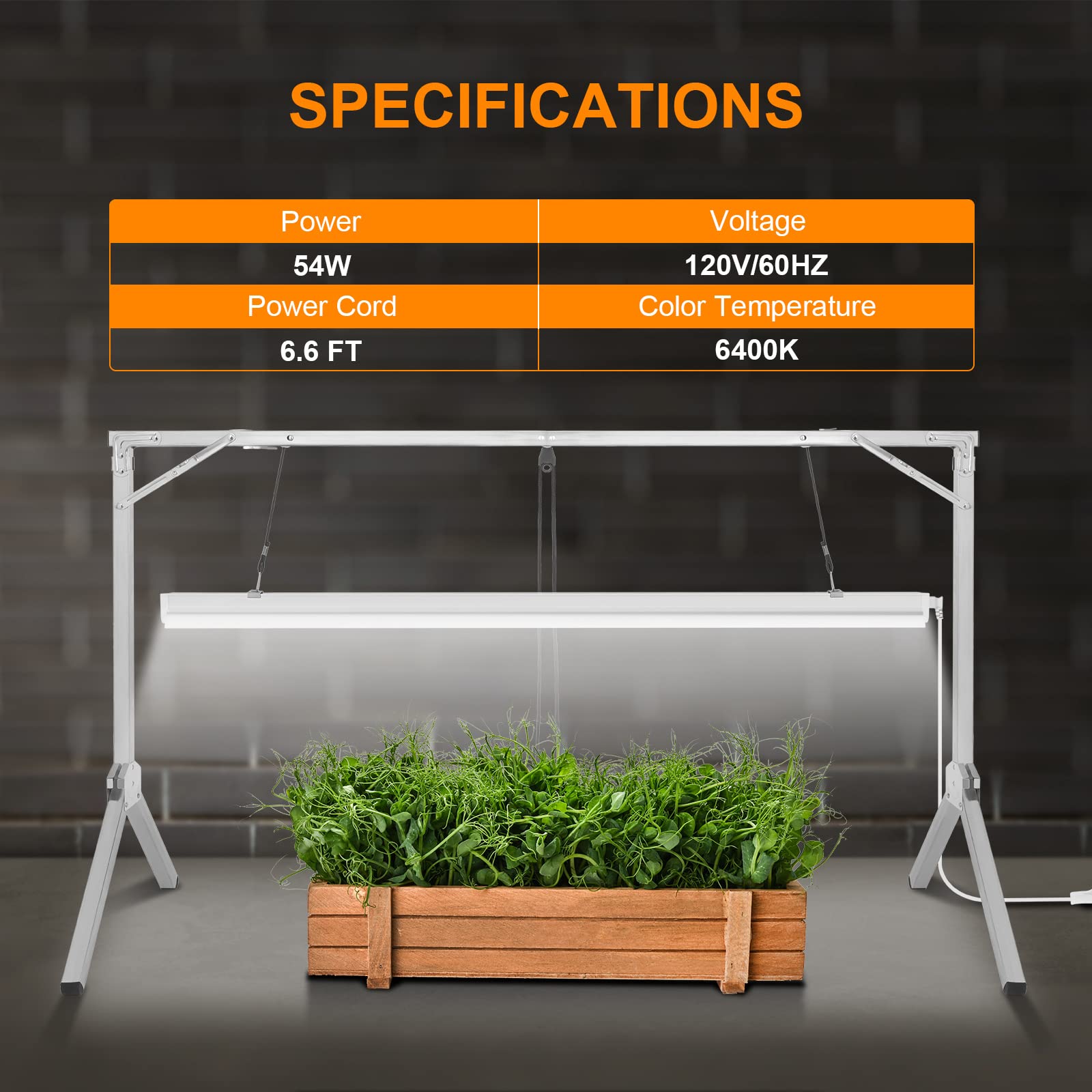 iPower 4FT T5 Fluorescent Grow Light System with Adjustable Stand - 54W Hydroponic Plant Light for Seed Starting, Indoor Gardening & Greenhouse Use - Energy Efficient Grow Lamp for Herbs, Vegetables & Flowers