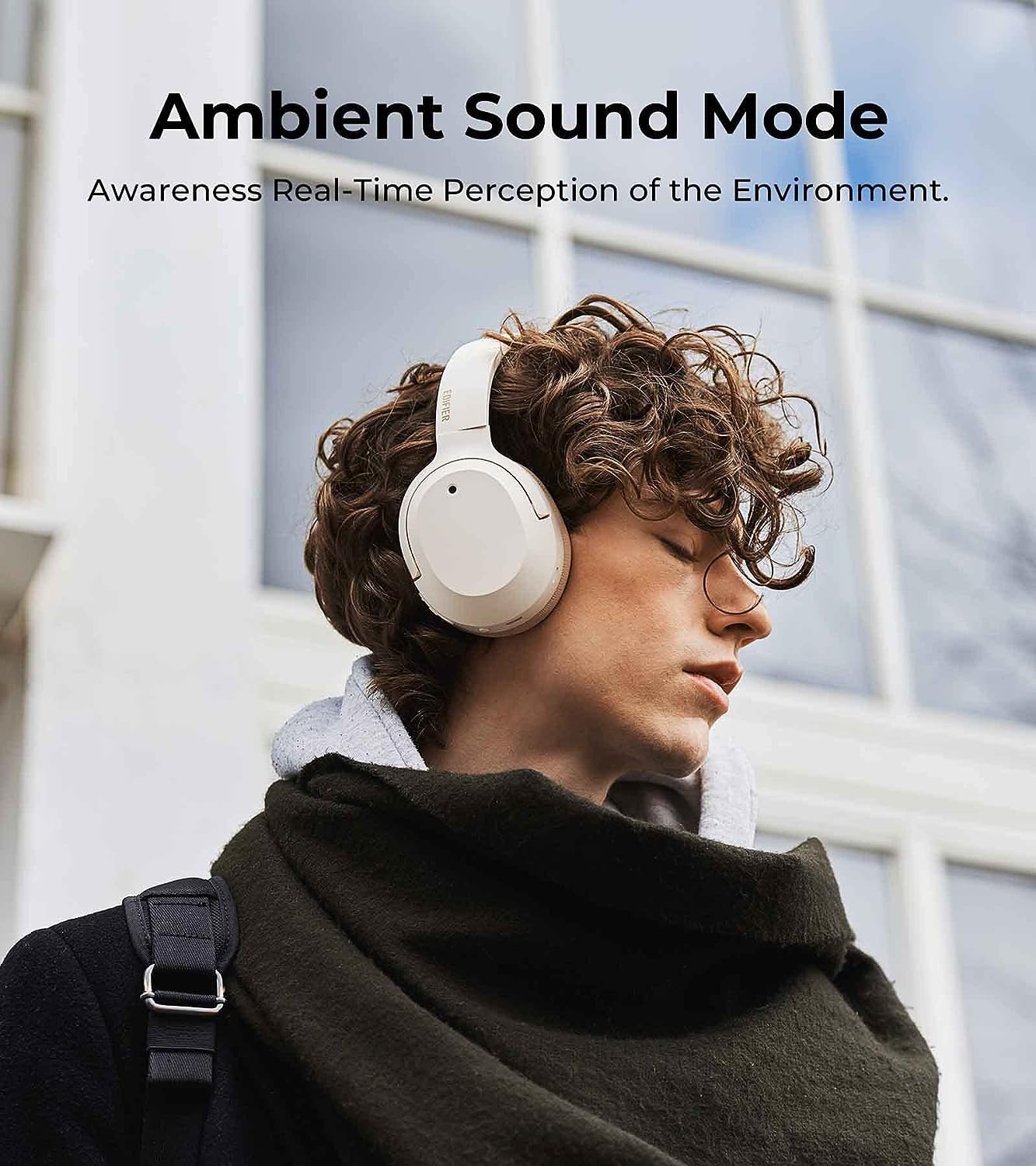Edifier W820NB Plus Hybrid Active Noise Cancelling Headphones with LDAC Codec | Hi-Res Audio Wireless & Wired | 49H Playtime | Fast Charge | Bluetooth 5.2 Over-Ear Headphones in Ivory - Perfect for Travel, Work & Music Lovers