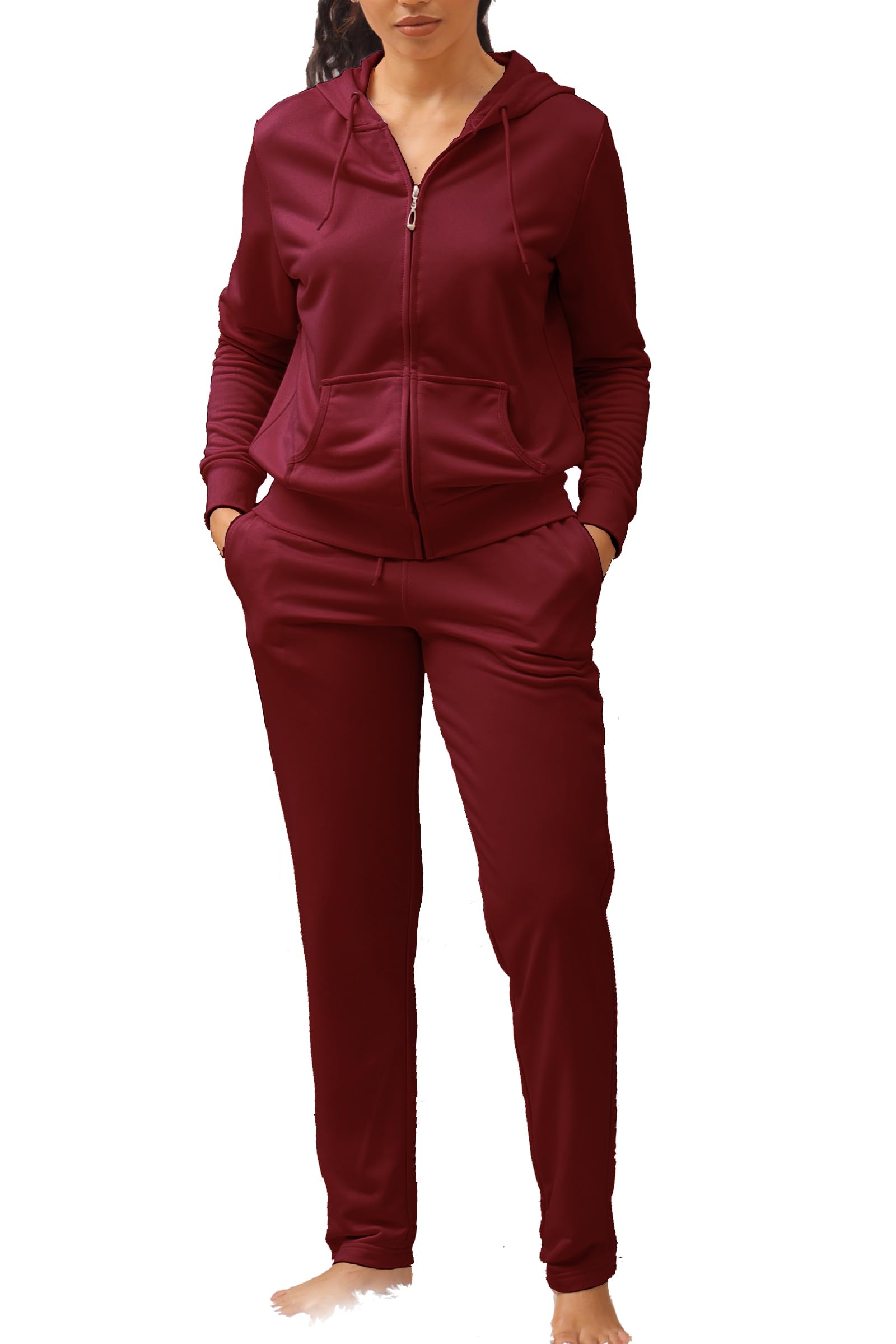 Facitisu Women's 2-Piece Tracksuit Set - Soft Terry Jogging Outfit with Hoodie & Sweatpants | Gym, Running, Yoga & Lounge Wear