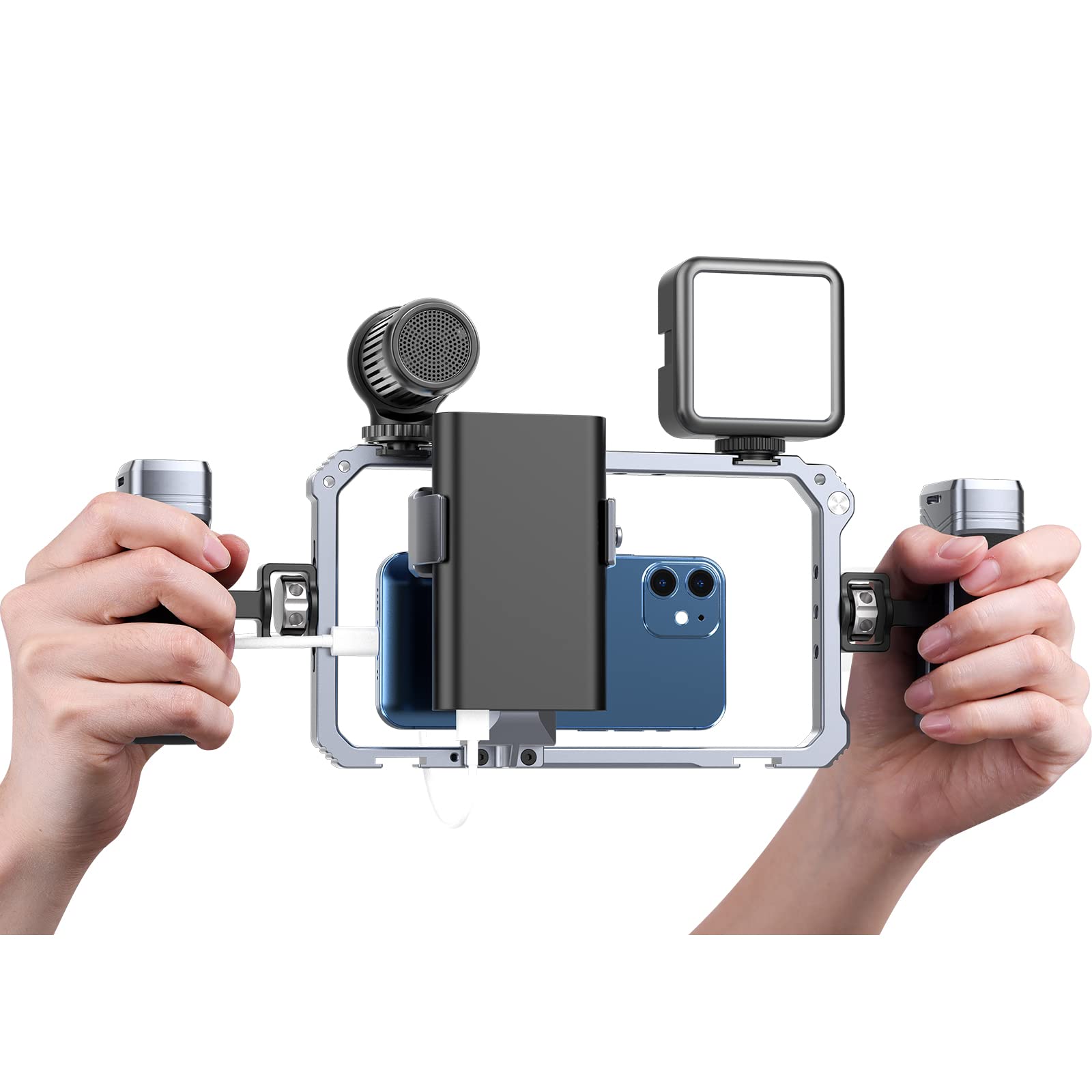 ULANZI Universal Aluminum Phone Video Rig Kit with Handles - Handheld Stabilizer Grip for iPhone 16/15/14/13/12/11/X/8 Plus & Android Smartphones - Perfect for Vlogging, Filmmaking & Content Creation