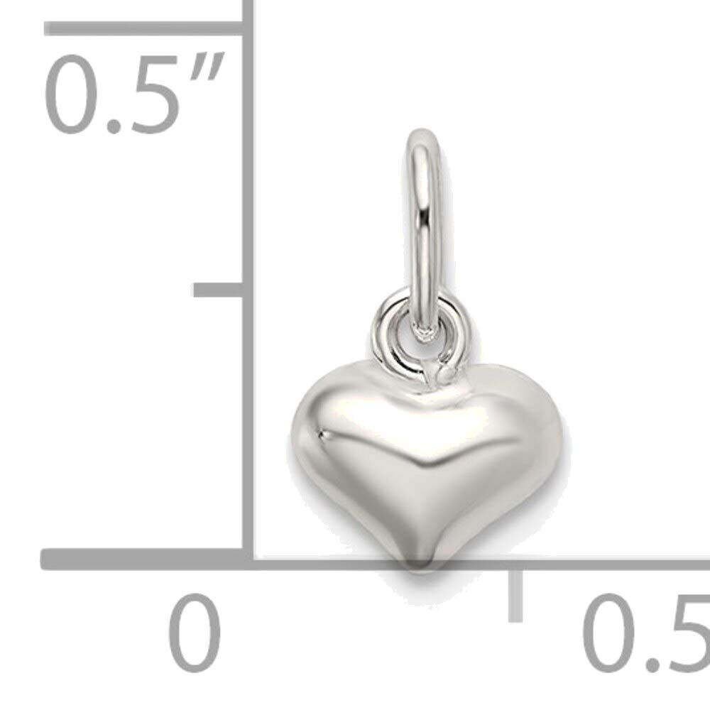Bonyak Jewelry 925 Sterling Silver Polished Puffed Heart Charm Pendant - Perfect for Necklaces, Bracelets & Gifts for Valentine's Day, Anniversary or Birthday