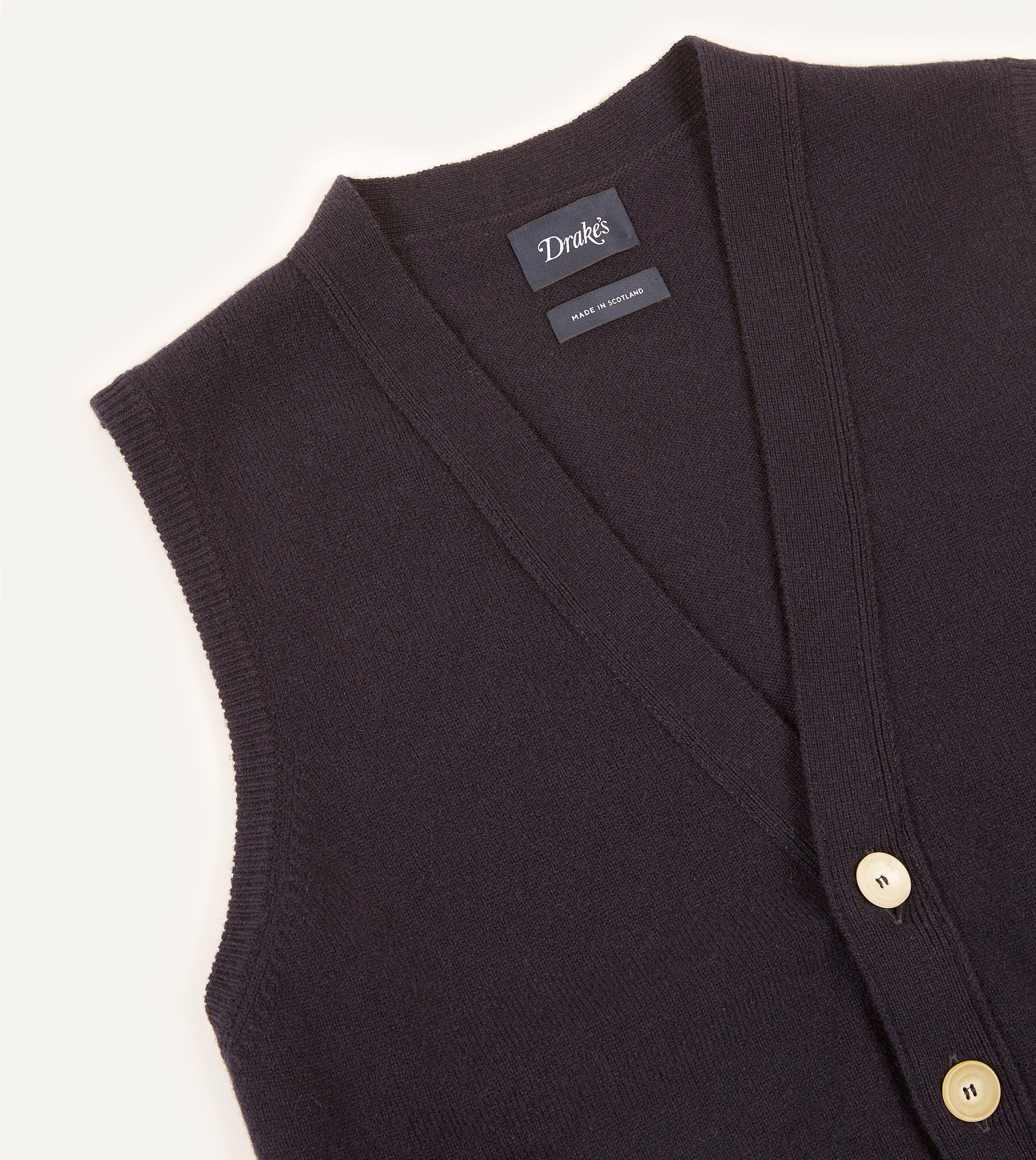 Navy Blue Lambswool Sleeveless Cardigan for Women - Soft Winter Vest Sweater - Perfect for Layering, Office Wear & Casual Outfits