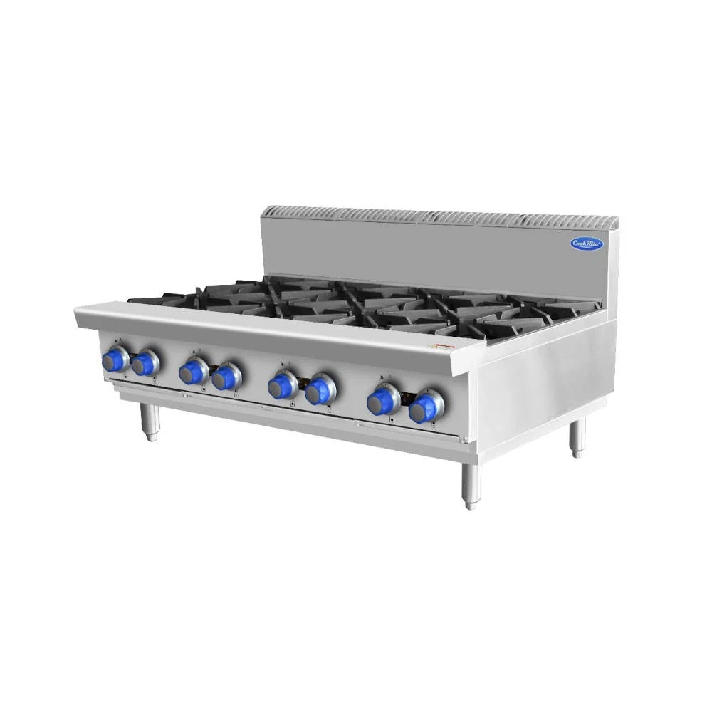 AG CookRite 8-Burner Gas Cooktop - 1200mm Wide LPG AT80G8B C - Perfect for Commercial Kitchens & Large Family Cooking