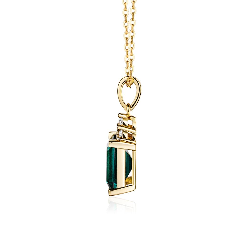 4 CT Emerald Cut Emerald Pendant with Trio Moissanite Diamonds - Elegant Jewelry for Weddings, Anniversaries & Special Occasions