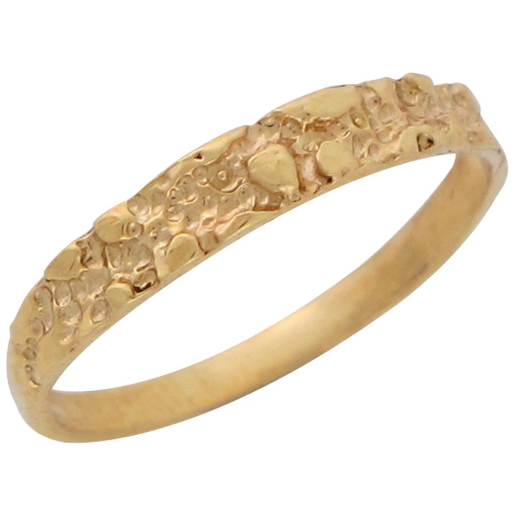 14K Yellow Gold Dainty Thin Band Nugget Design Ring for Women - Elegant Jewelry for Everyday Wear, Gift Giving & Special Occasions