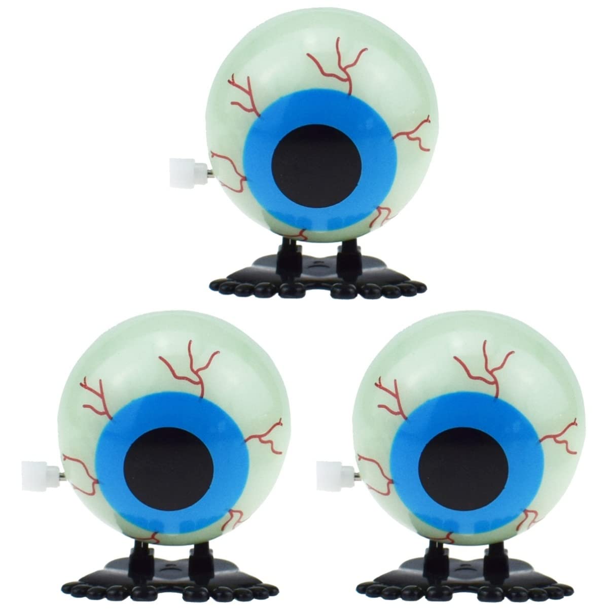 **Abaodam 3-Pack Halloween Wind-Up Toys - Glow in The Dark Eyeball & Skull Clockwork Tricky Toys for Kids, Party Favors, Trick or Treat, Spooky Decorations**