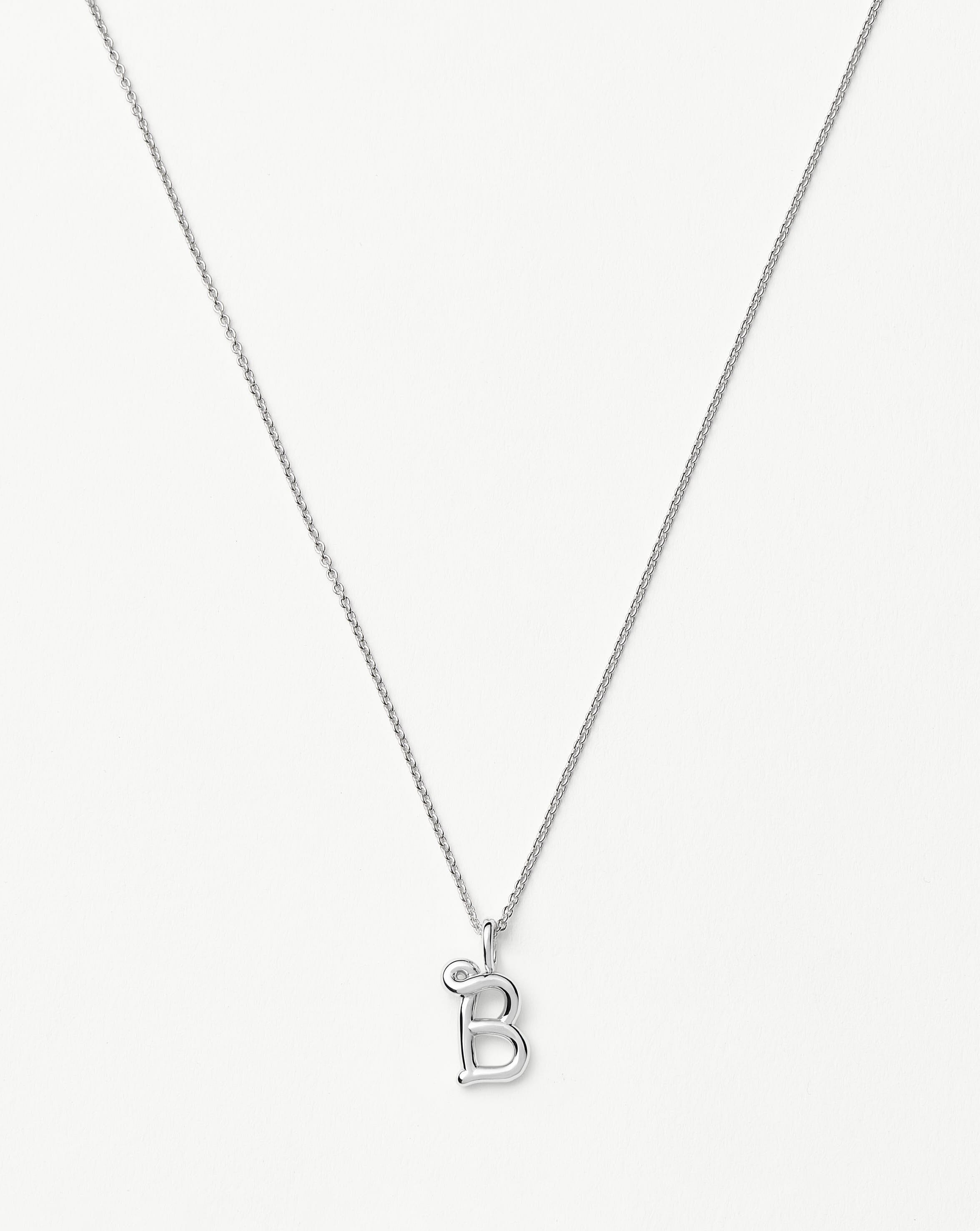Curly Molten Mini Initial Necklace - Sterling Silver Personalized Jewelry | Perfect Gift for Women, Birthday, Anniversary & Valentine's Day