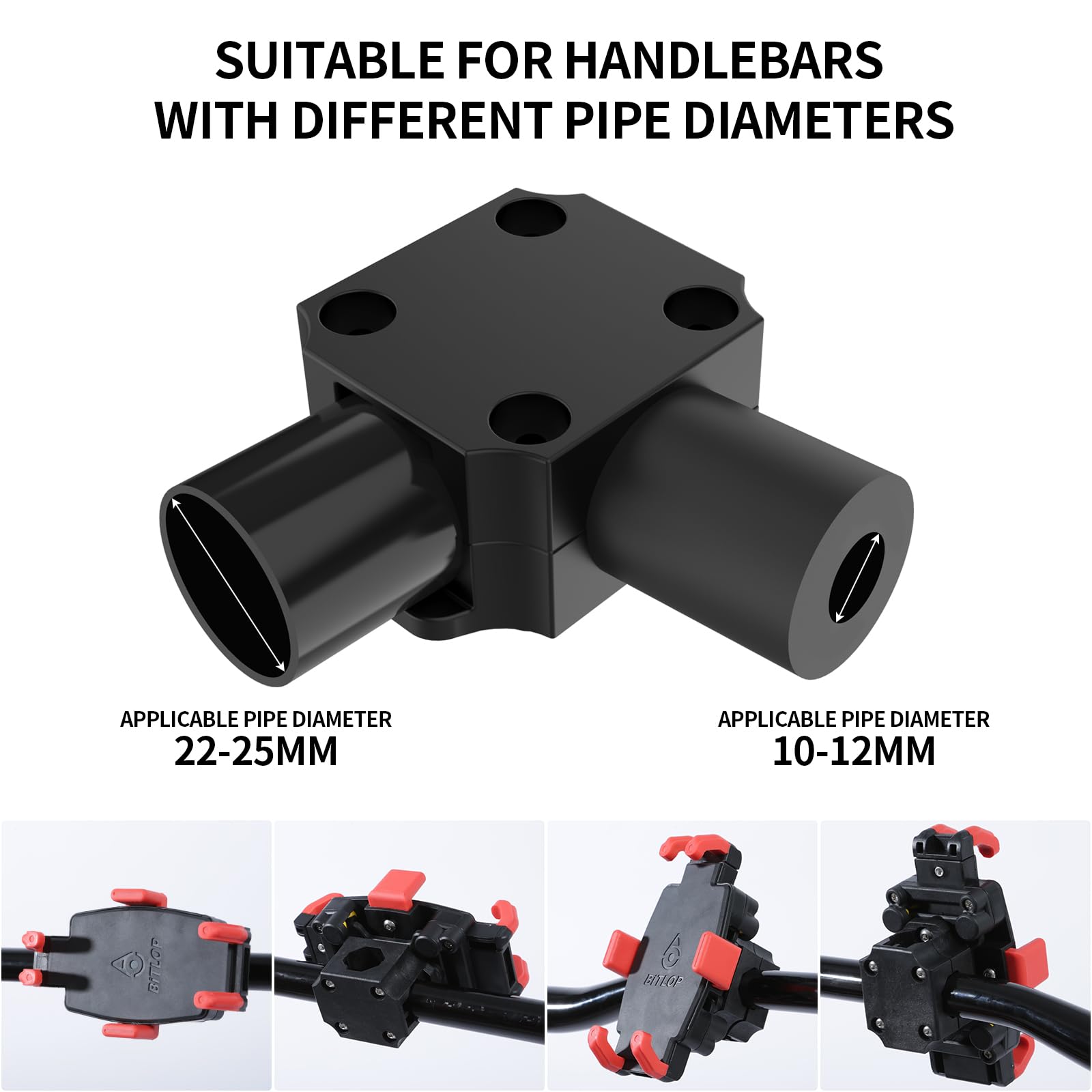 Universal Motorcycle Phone Mount Holder with Vibration Dampener - 360° Adjustable Bike Phone Stand for 4.7”-7.1” Smartphones, Super Stable Nylon & Silicone Handlebar Mount (Red) - Perfect for Road Trips, Commuting & GPS Navigation