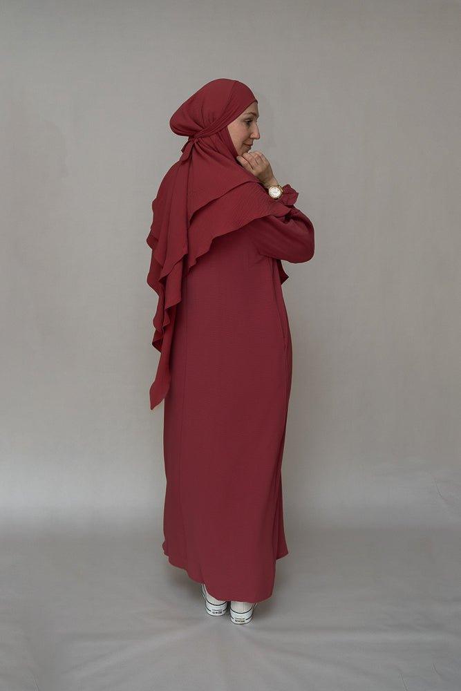Elegant Maroon Non-Wrinkle Maxi Dress with Pockets - Perfect for Summer Vacations, Beach Weddings & Casual Outings