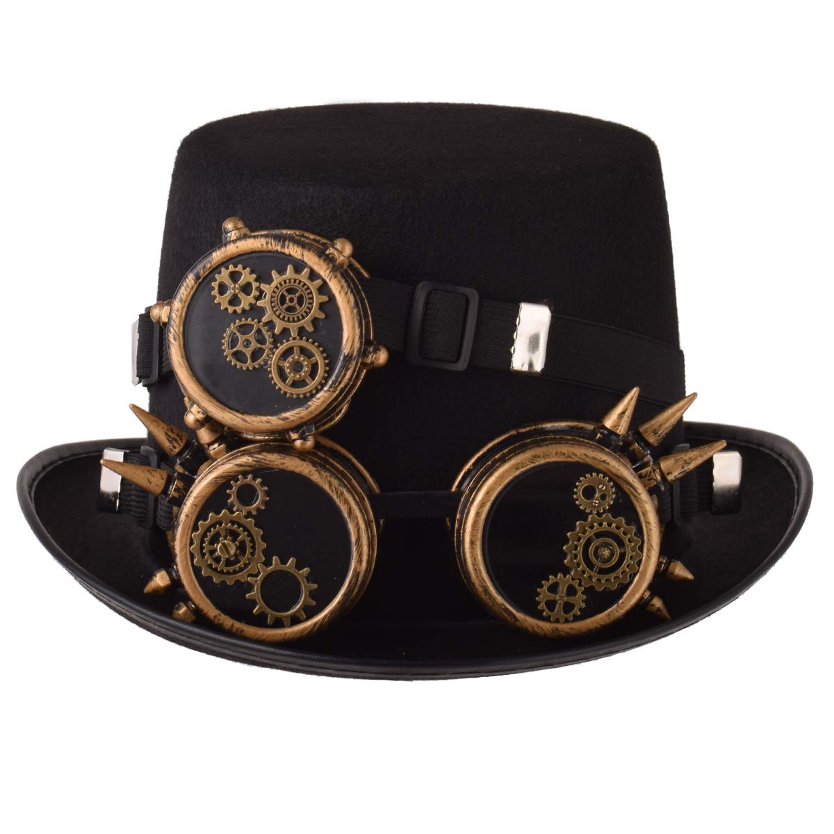 COSDREAMER Unisex Gothic Steampunk Top Hat with Goggles - Victorian Style Costume Accessory for Halloween, Cosplay, LARP, and Steampunk Fashion