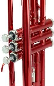 Professional Brass Bb Trumpet with Hard Case & Valve Oil - Red & Blue Finish | Perfect for Beginners, Students & Band Performances