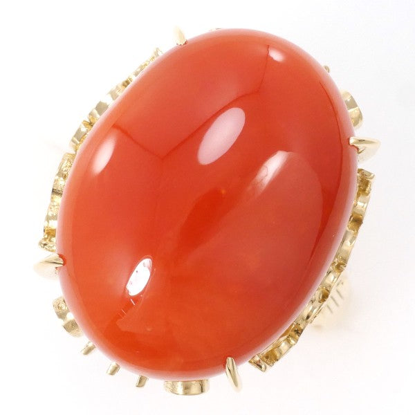 18K Yellow Gold Coral Ring for Women - Elegant Handmade Jewelry Gift for Birthday, Anniversary & Valentine's Day - Perfect for Beach Weddings & Summer Fashion Accessories