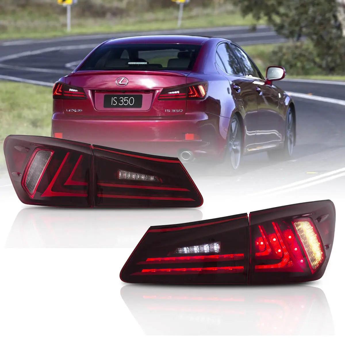 LED Tail Lights Assembly with Amber Turn Signal for 2006-2012 Lexus IS Series 2nd Gen (XE20) - Upgrade Your Lexus IS with Durable & Stylish LED Lights for Night Driving & Enhanced Safety
