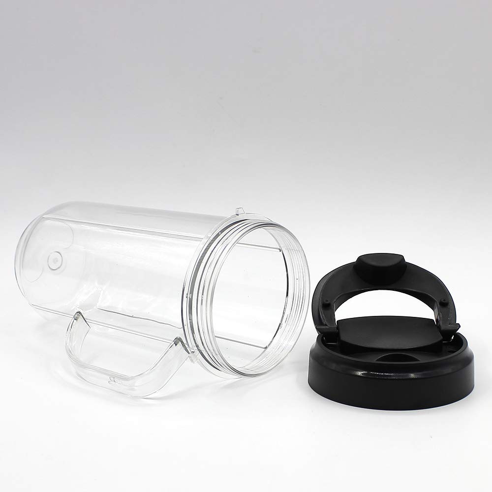 Magic Bullet 250W Blender Replacement Parts - 22oz Flip Top Travel Mug with Handle & Leak-Proof Lids - Compatible with Magic Bullet Juicer Mixer - Perfect for Smoothies, Coffee & On-the-Go Drinks