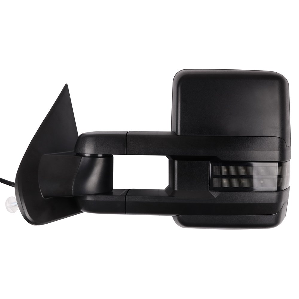 INEEDUP Towing Mirrors for GMC Sierra 2500/3500 HD (2015-2019) - Power Adjustable Heated Mirrors with LED Turn Signal & Puddle Light - Black Housing - Perfect for Enhanced Visibility & Safety While Towing Trailers or Heavy Loads