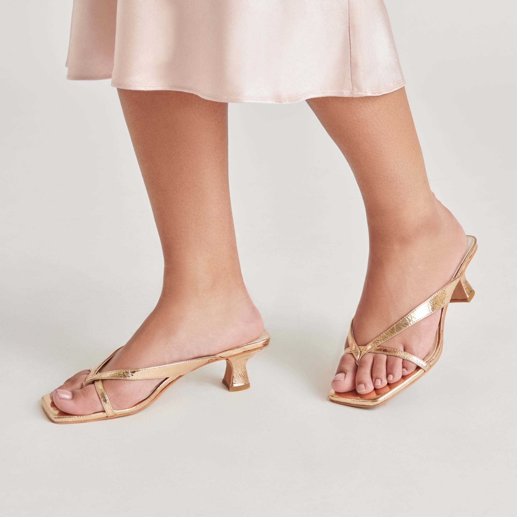 BREVEL Women's Gold Distressed Leather Heels - Stylish High Heels for Parties, Weddings & Evening Events