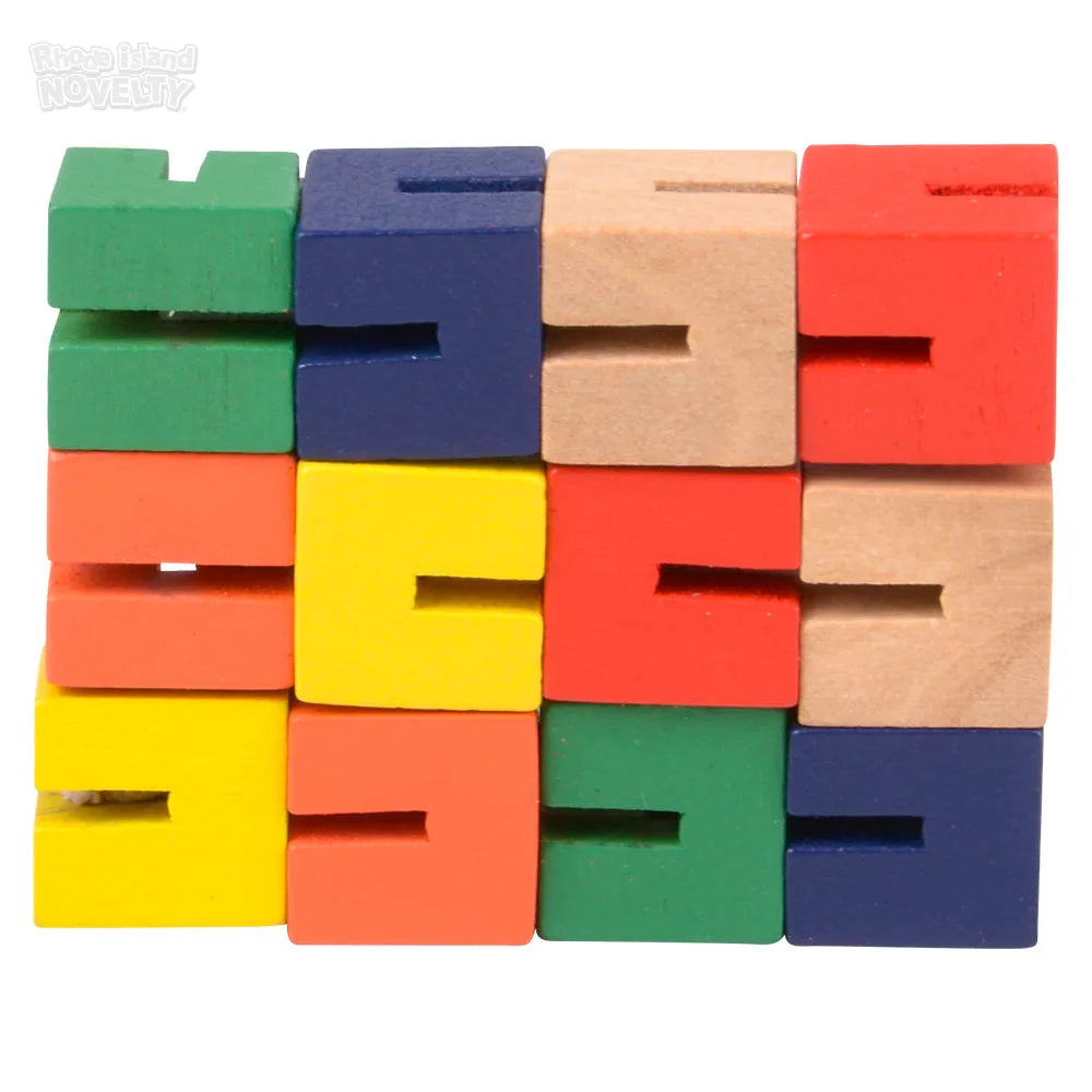 6 Pack Wooden Twist Cube Puzzle Brain Teaser Game - Stress Relief & Fun for All Ages - Perfect for Office, Travel, and Family Game Night